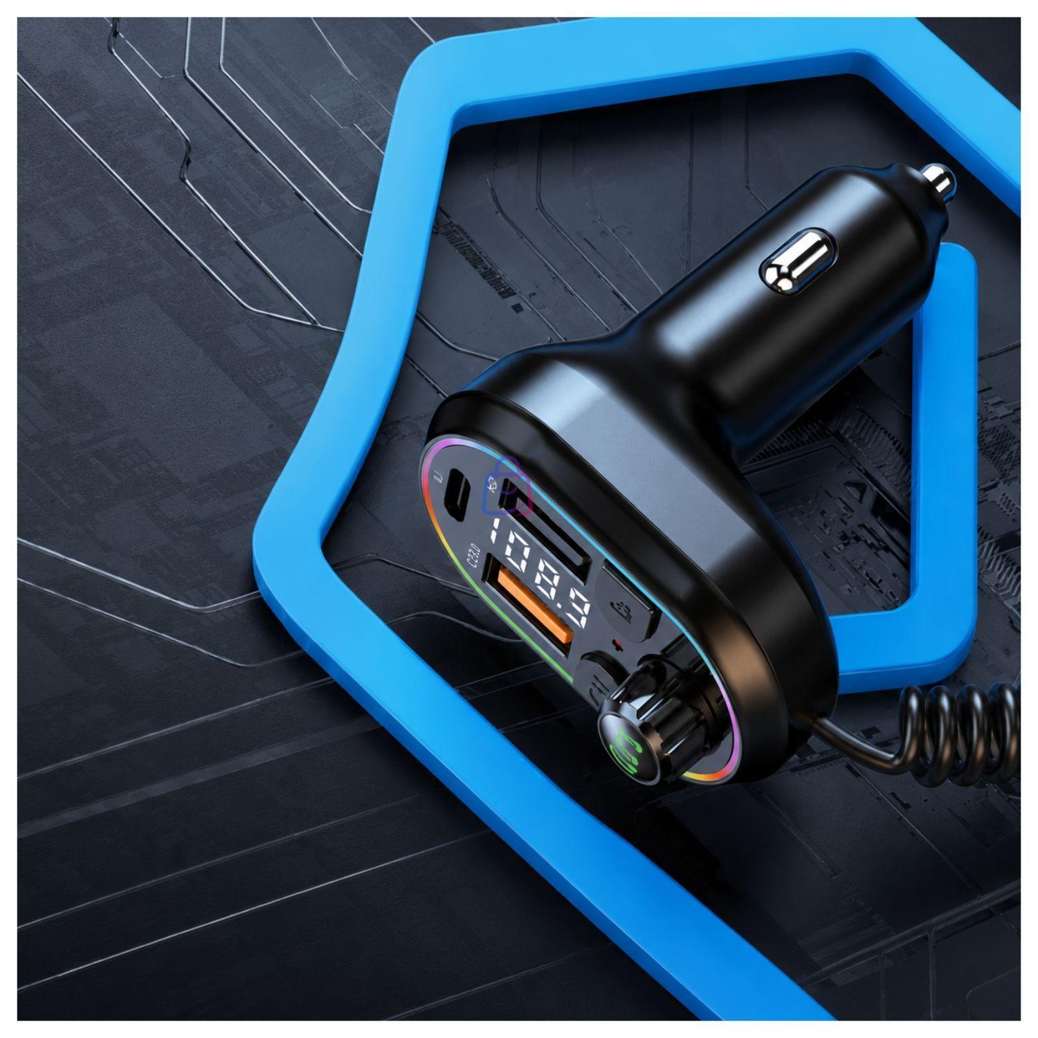 Cargador Auto Bluetooth 5 FM RGB PD25W 3 Puertos PS-1
