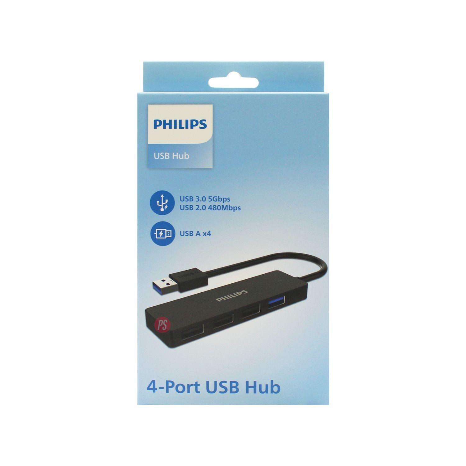 Hub Philips 4 Puertos USB 3.0 Alta Velocidad 5Gbps - PS-3