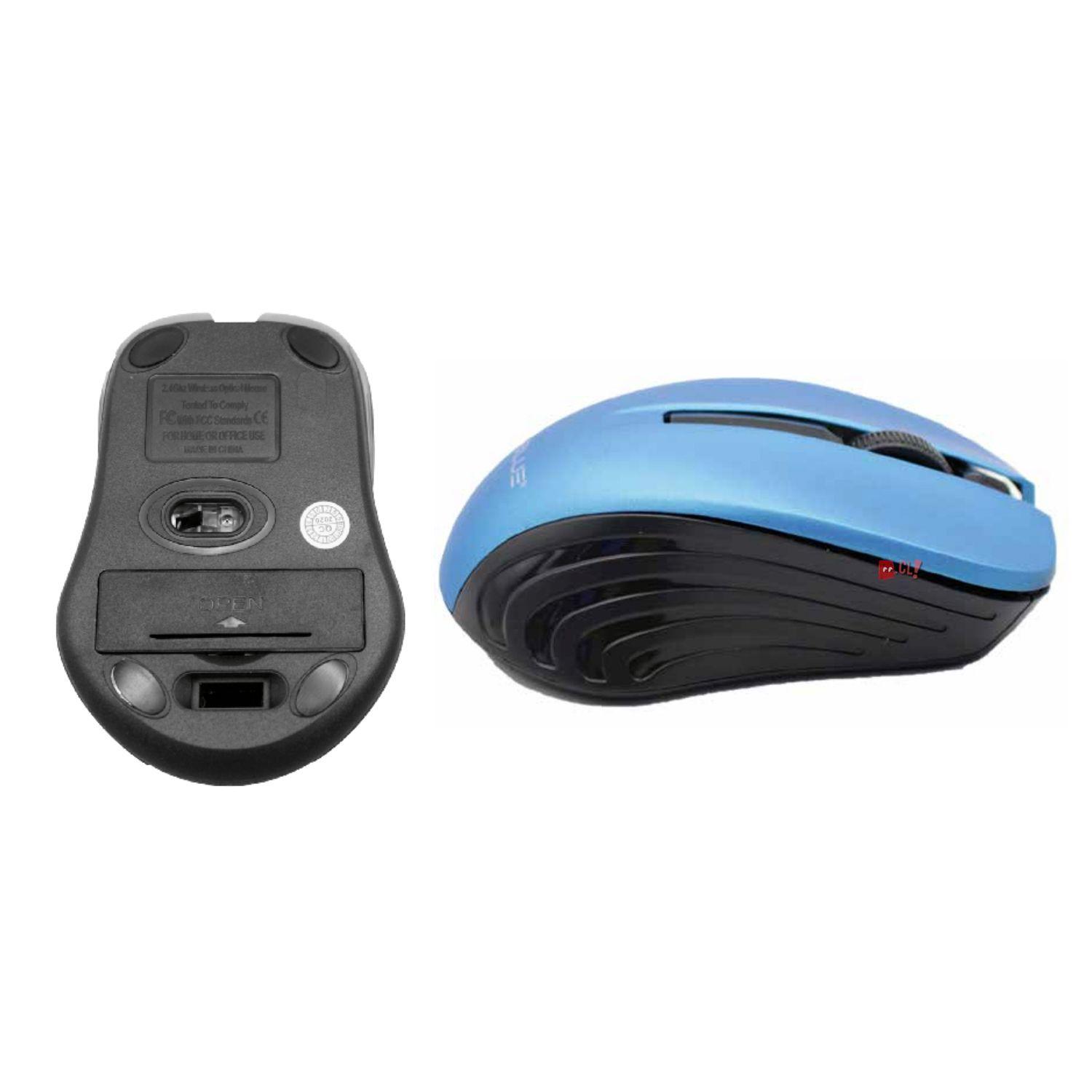 Mouse Inalámbrico Óptico Con Receptor Micro Usb Azul - Ps-2
