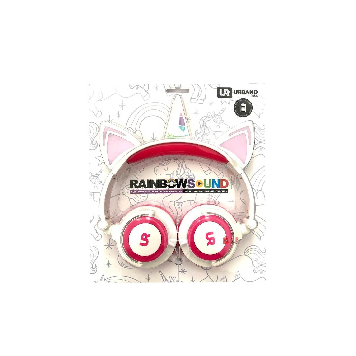 Audífonos Unicornio Niños Rainbows Sound Led Morado - PS-2