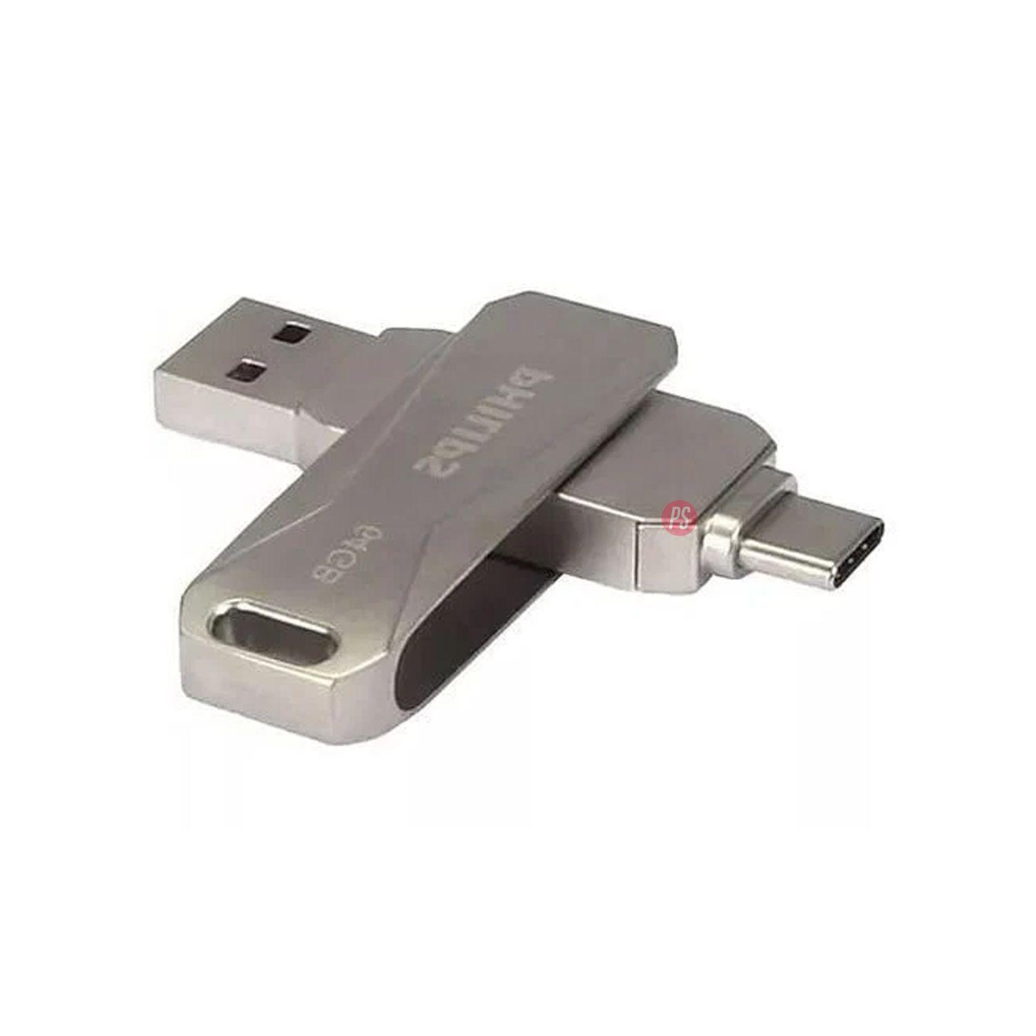 Pendrive Philips Snap 64GB USB 3.0 y Tipo C FM64DC125B - PS-2