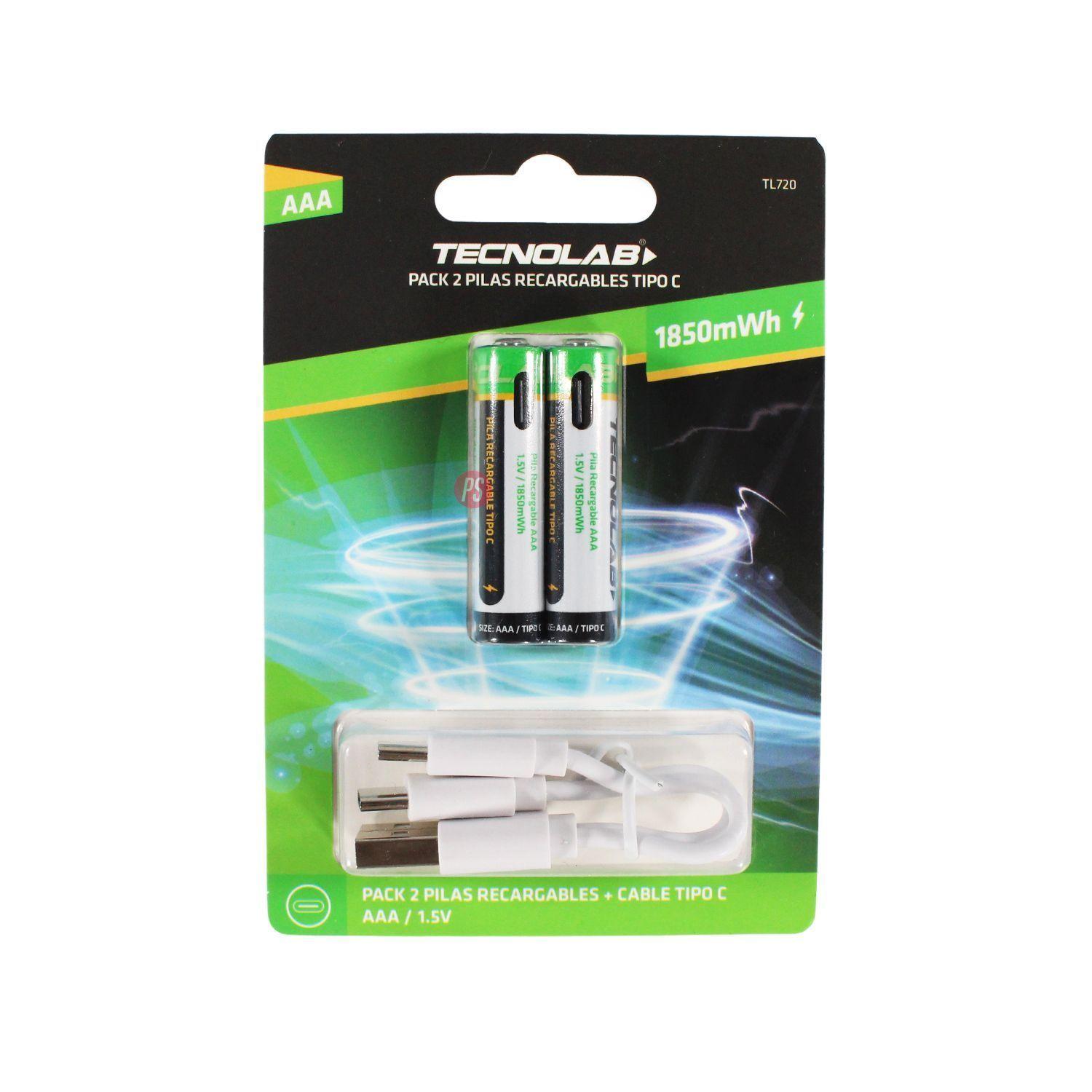 Pack 2 Pilas AAA Recargables Con USB-C - PS-2