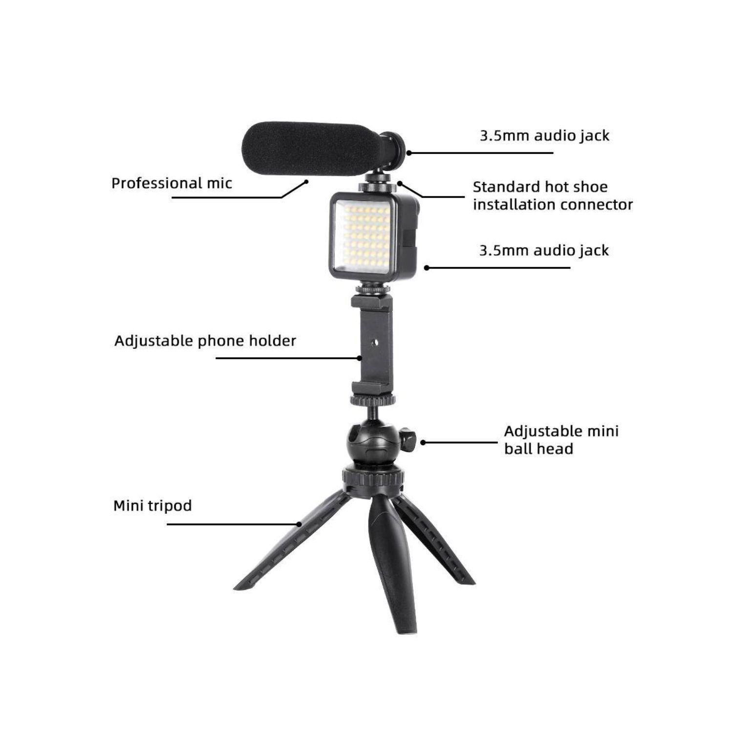 Trípode Celular Con Iluminación Y Micrófono - PuntoStore-2