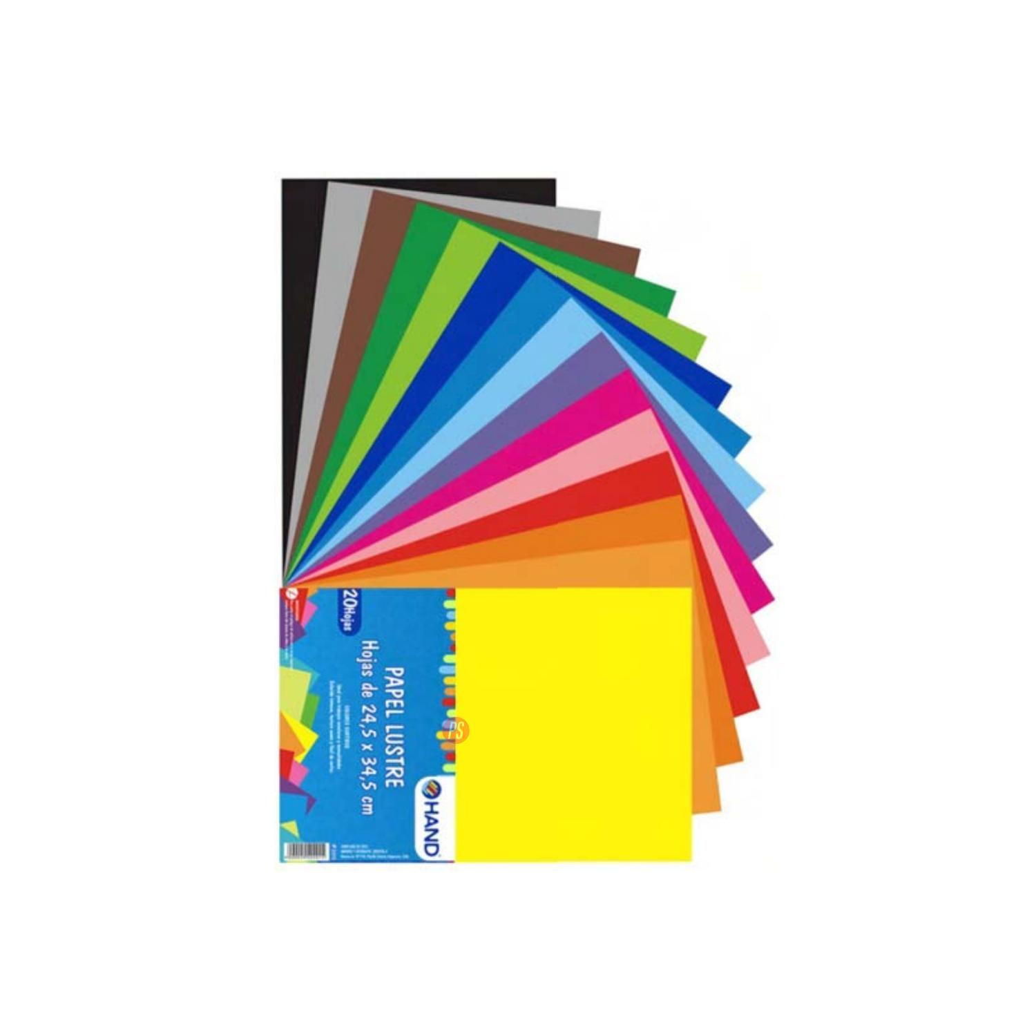 Pack 200 hojas Papel Lustre 24x34cms Colores - PS-1