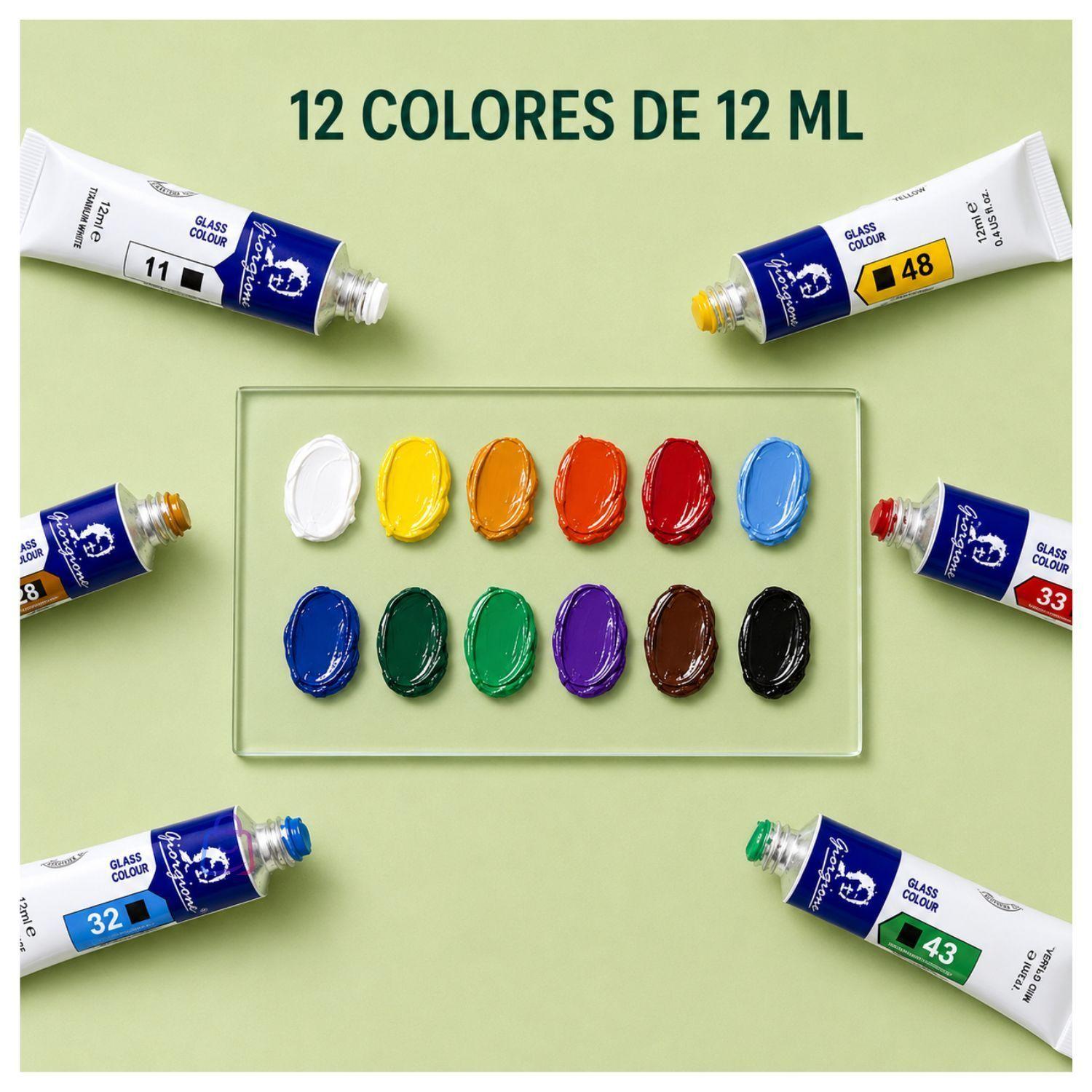 Pintura Para Vidrio 12 Colores 12ml Manualidades PS-1