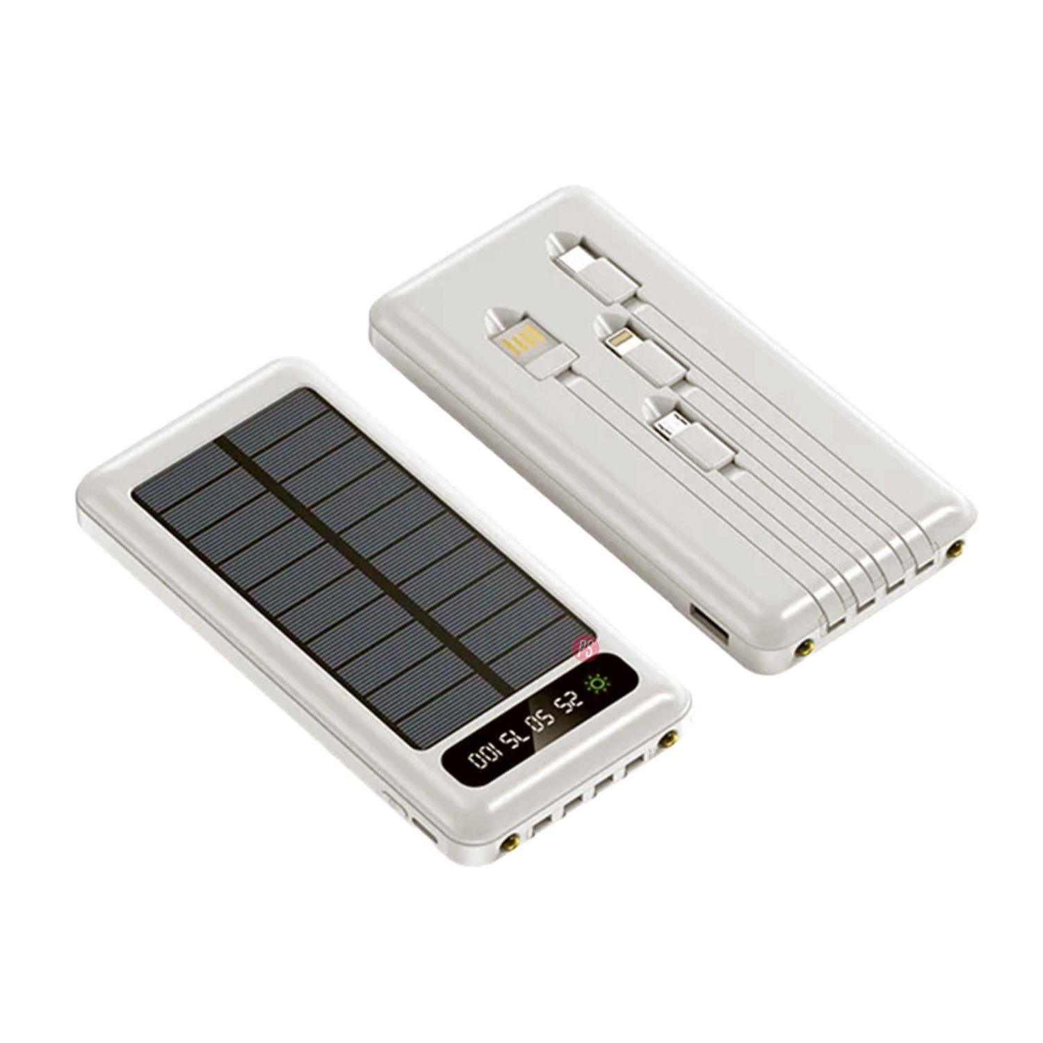Power Bank Solar 10000mAh Con Cable Carga Blanco - PS-1