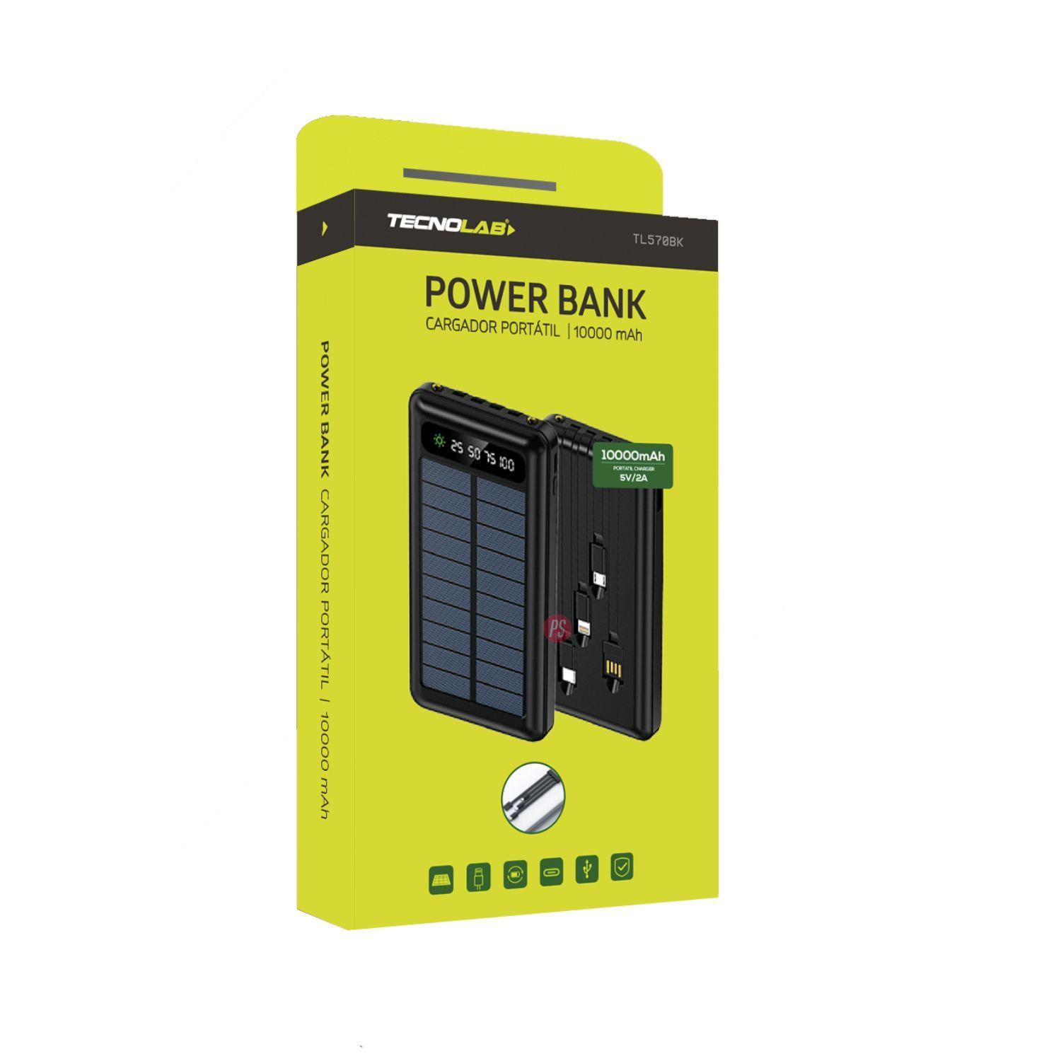 Power Bank Solar 10000mAh Con Cable Carga Blanco - PS-2