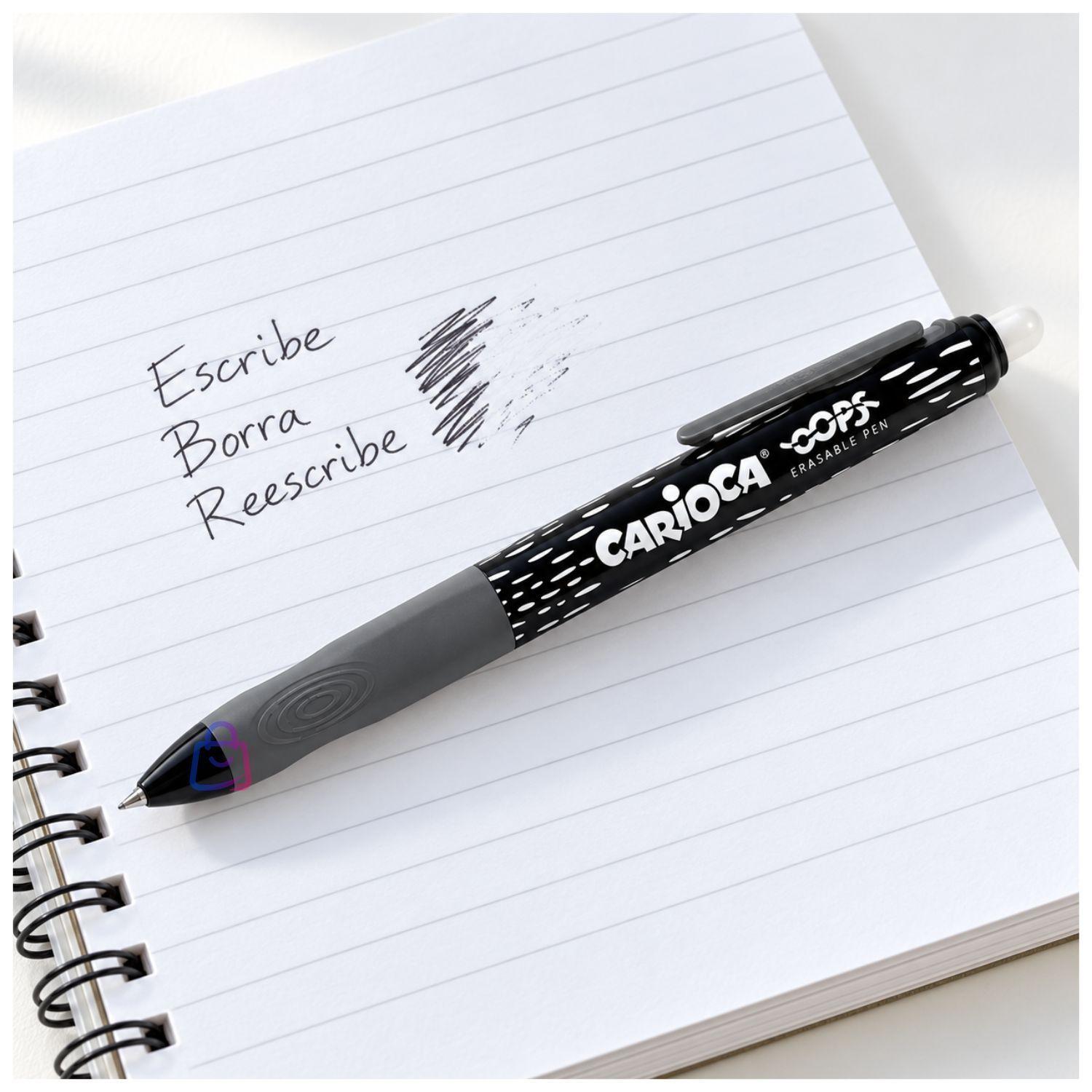 Boligrafo Borrable Carioca Oops Negro Retractil PS-2