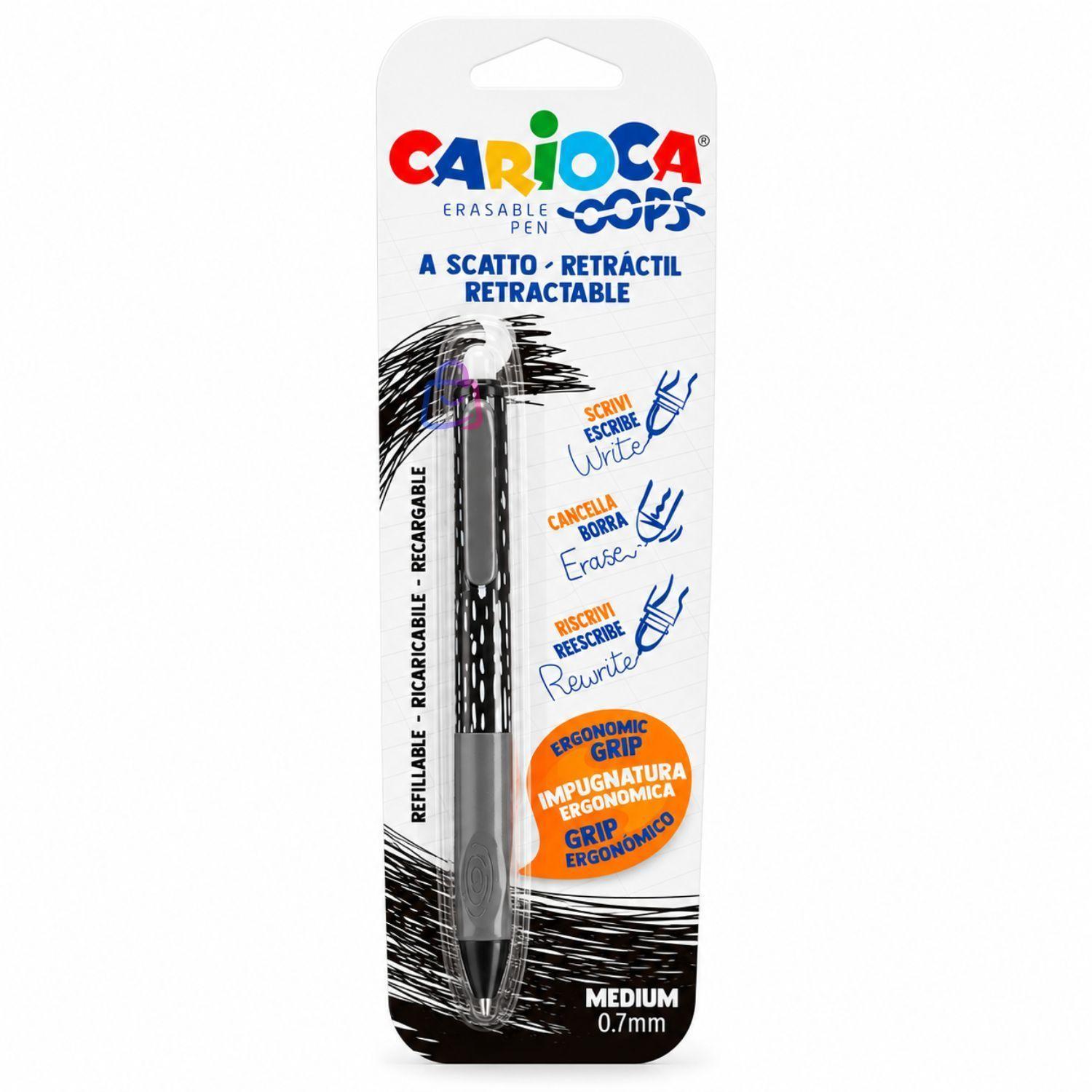 Boligrafo Borrable Carioca Oops Negro Retractil PS-3