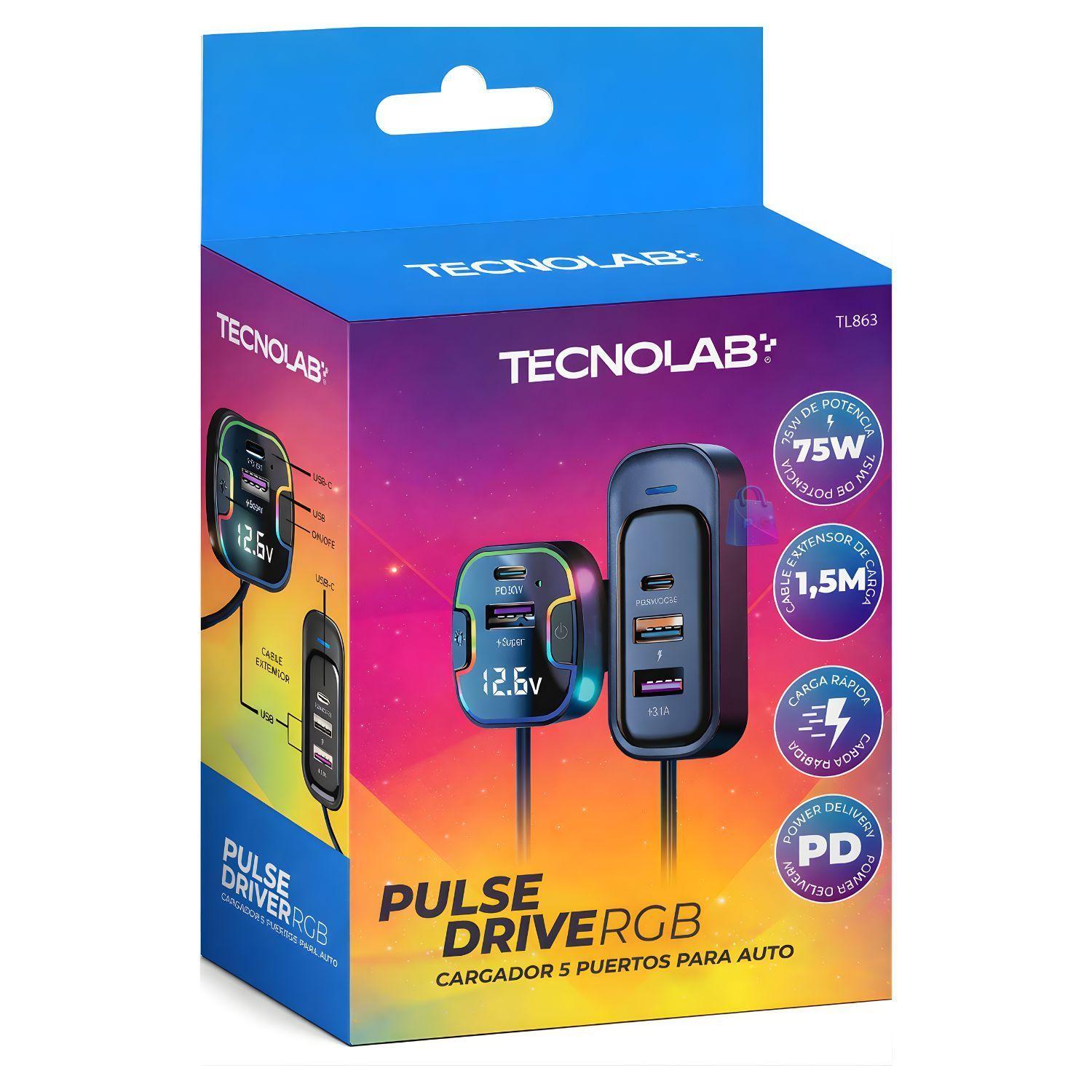 Cargador Auto 75W Multipuerto PD QC Cable PS-3