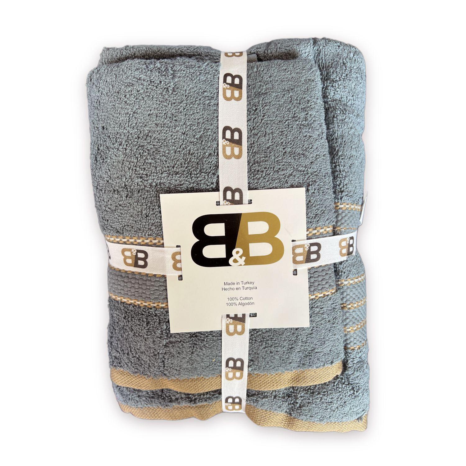 Juego De Dos Toallas Turcas Gris/Figuras B&b Kitchen - PuntoStore-0