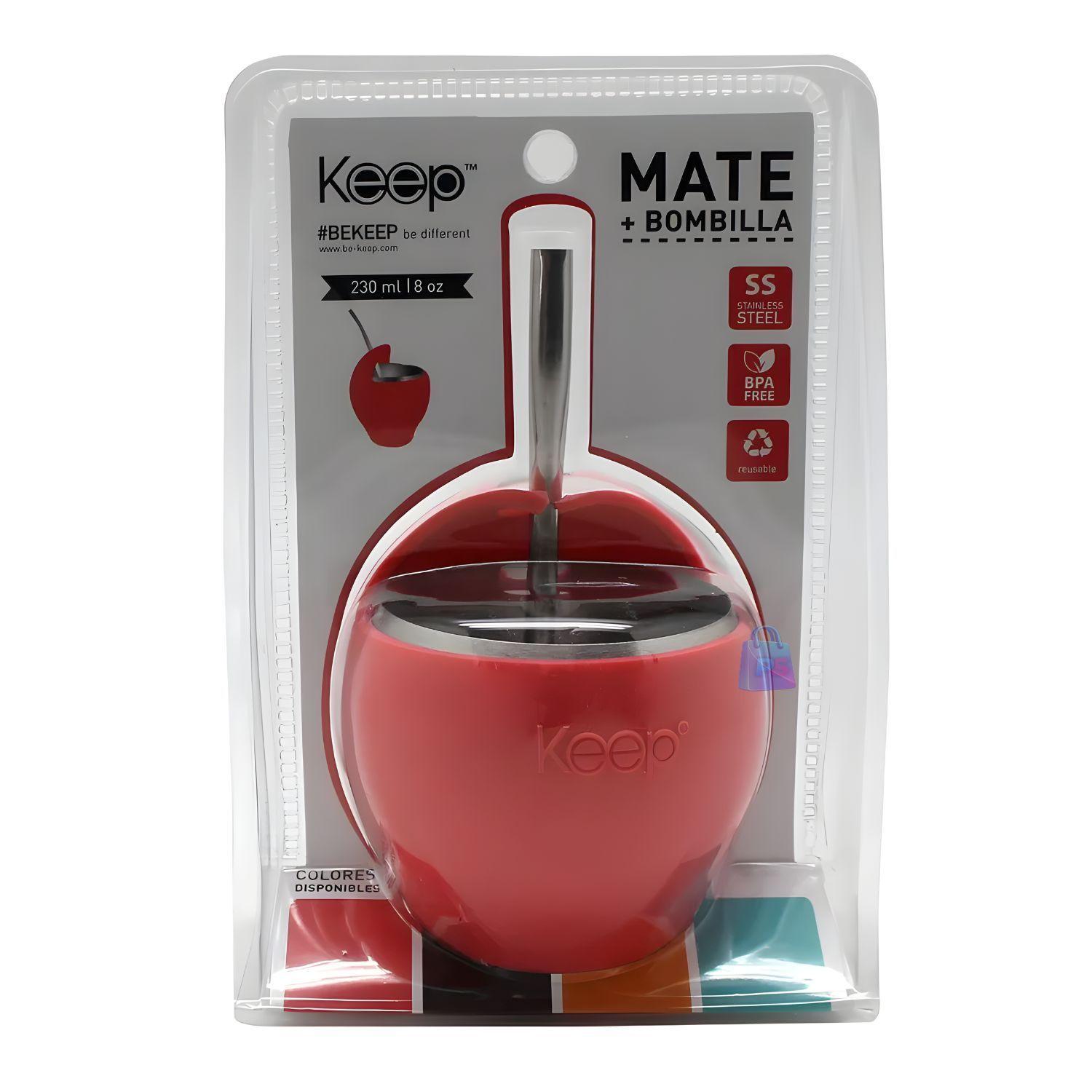 Mate Acero Inoxidable 230ml con Bombilla Coral PS-3