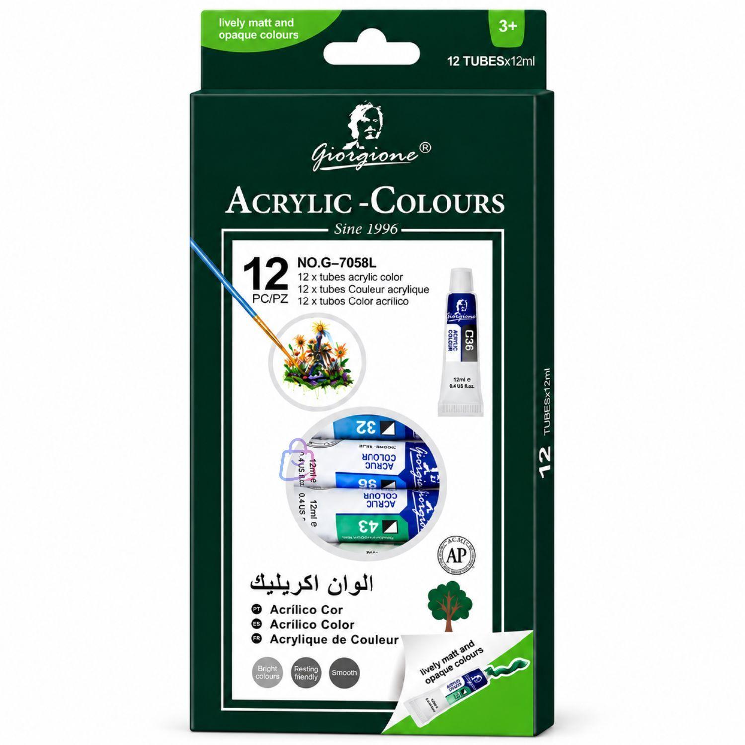 Set Pintura Acr lica 12 Colores 12ml Escolar No Toxica PS-3