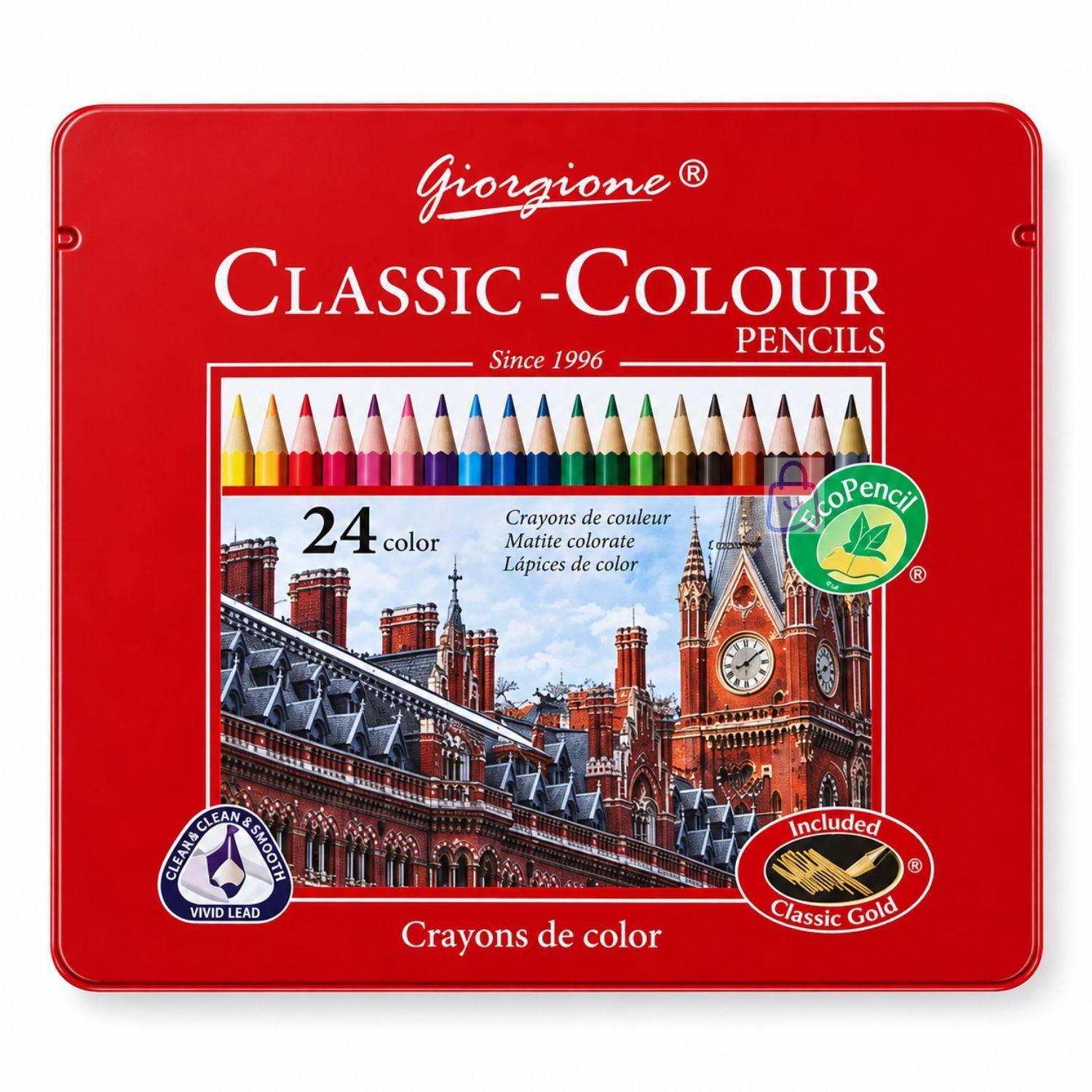 Lapices De Colores 24 Caja Metalica PS-3