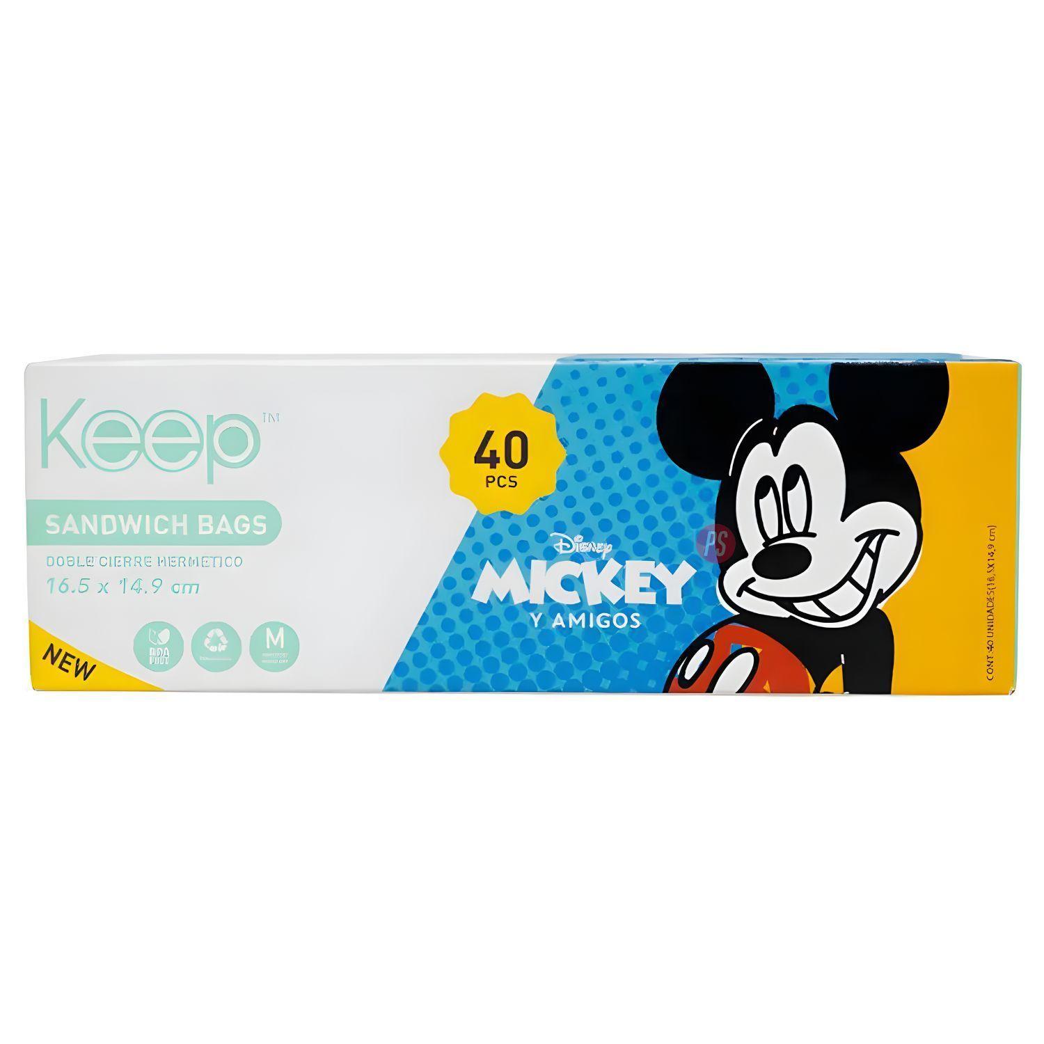 Bolsas Sandwich Mickey 40 Unidades Cierre Hermetico PS-2