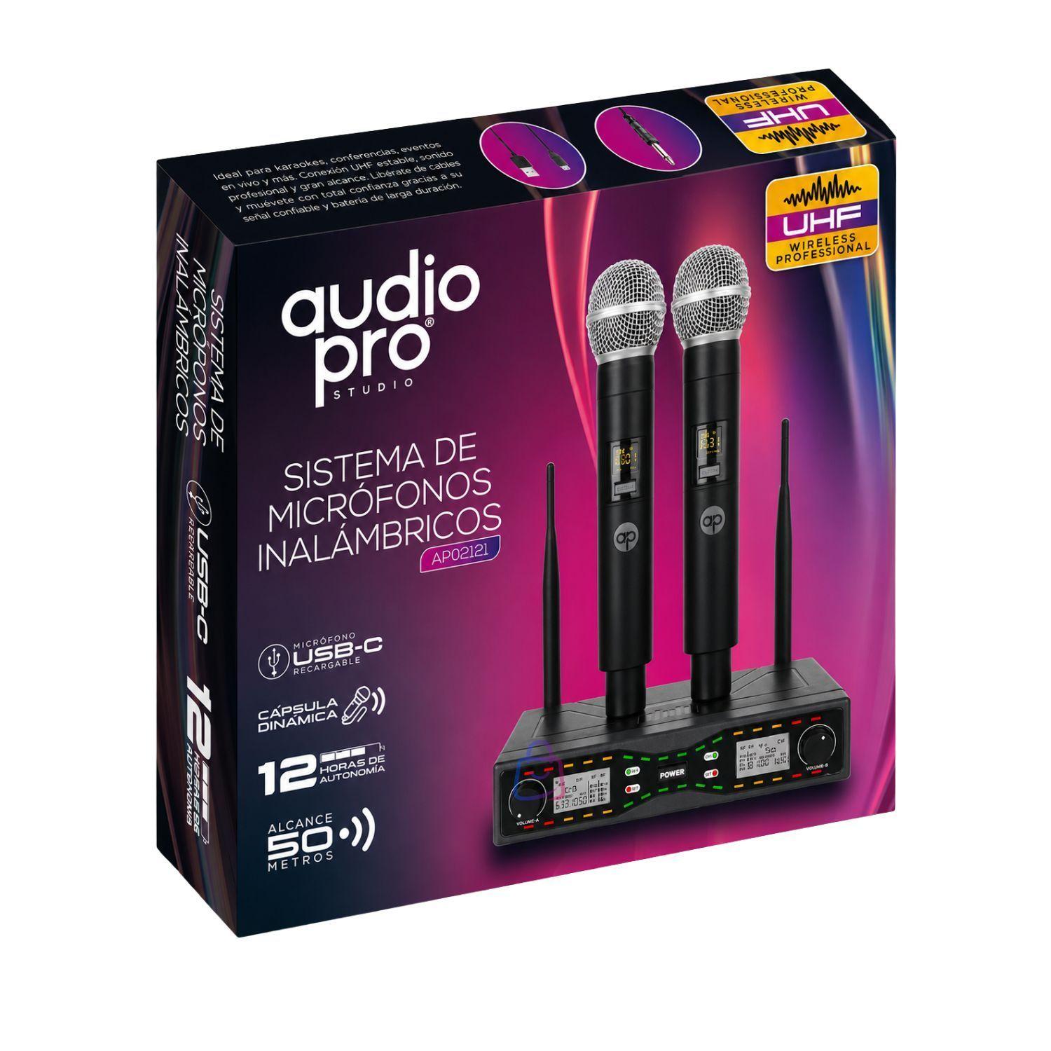 Microfonos Inalambricos UHF Dual 50M Recargables USB C PS-2