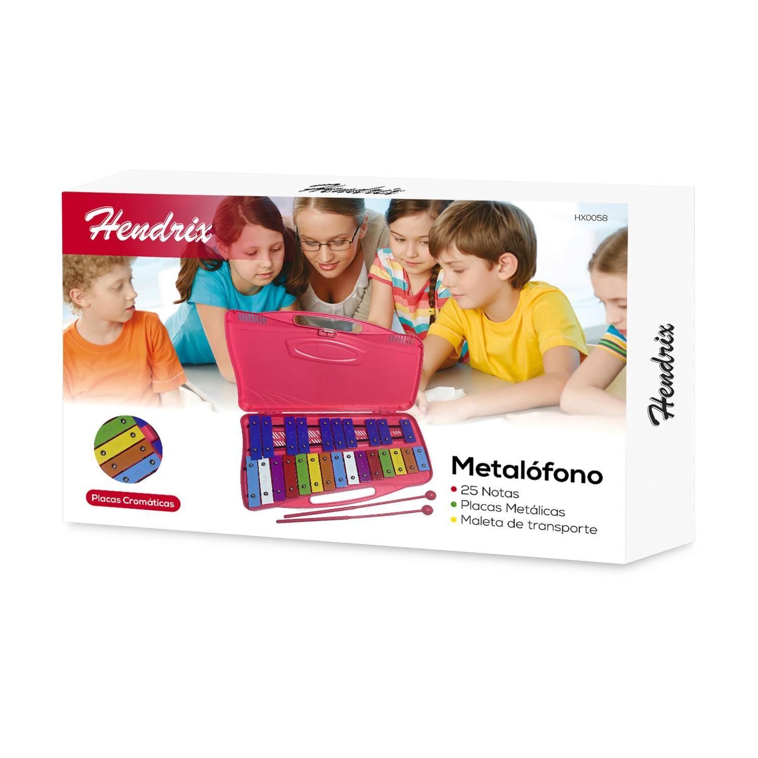 Metalófono Xilófono 25 Notas 2 Baquetas Rosado - Ps-2