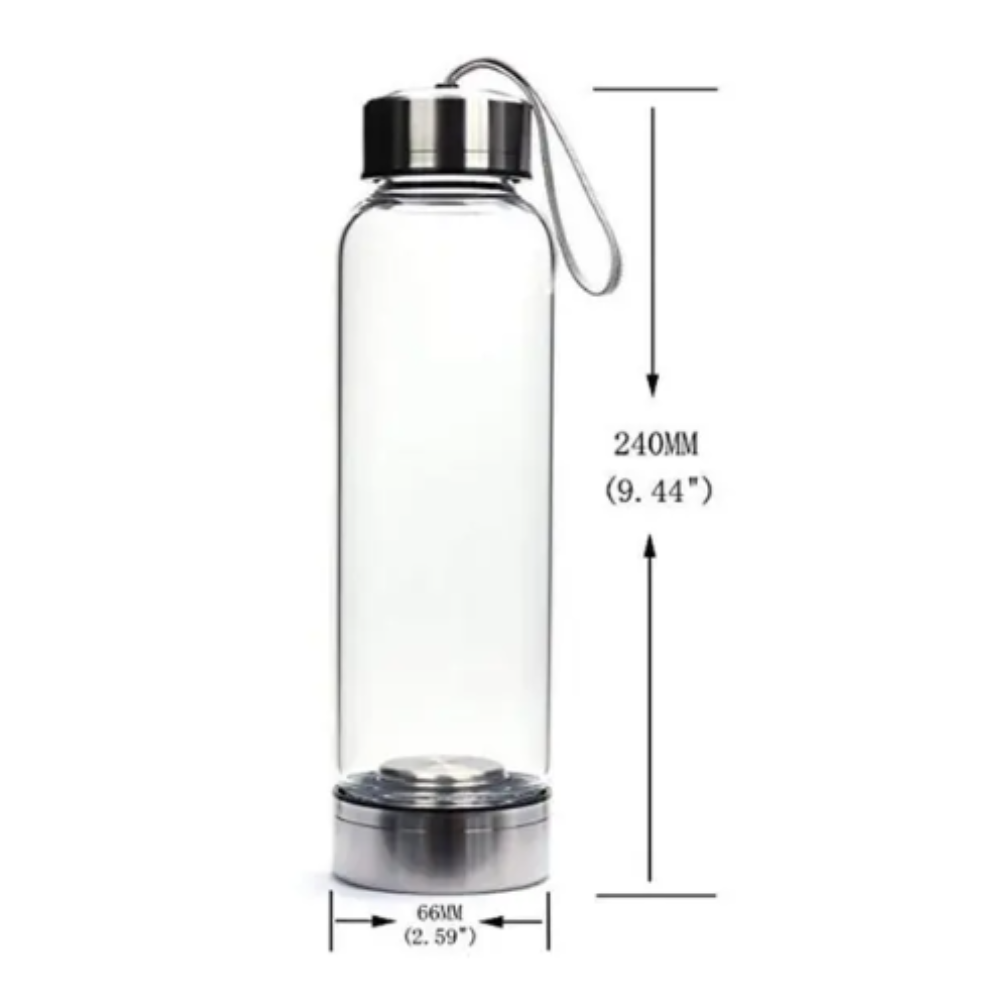 Botella de Vidrio para Agua con Cuarzo ROSA Yoga Meditación-2