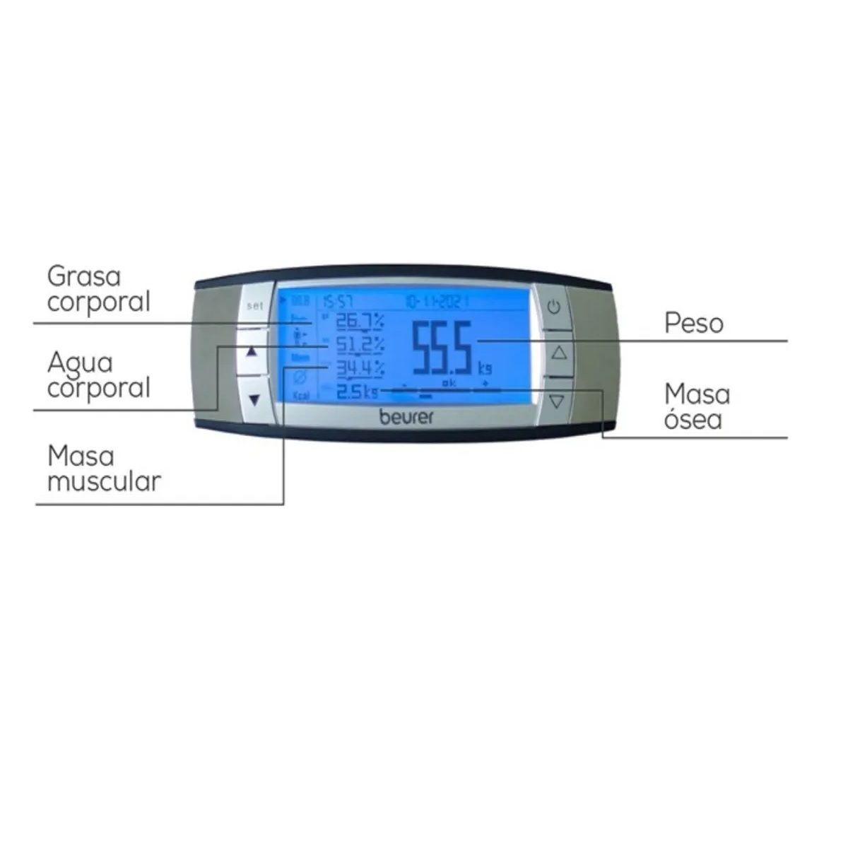 Pesa Digital Bioimpedancia Con Bluetooth Gris Beurer Bf 105-4