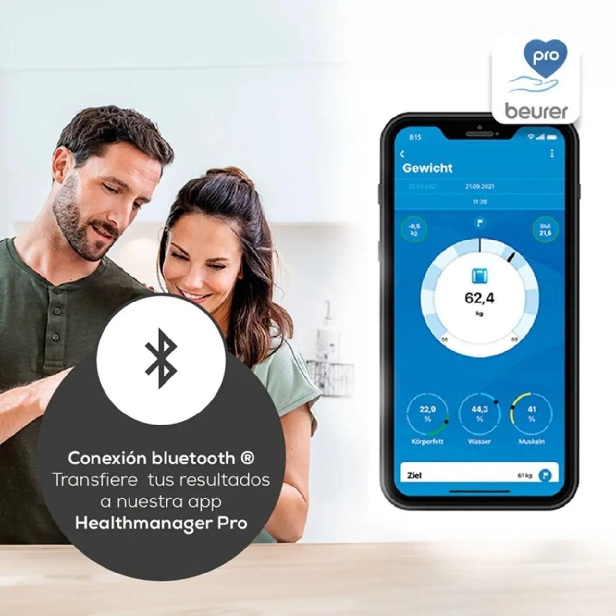 Pesa Digital Bioimpedancia Con Bluetooth Gris Beurer Bf 105-7