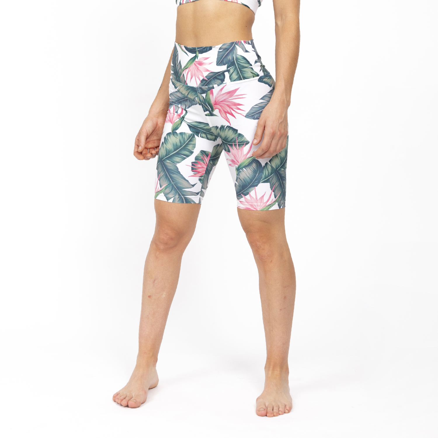 Short Biker Tropical Garden Deportivo Blanco Kimonada-0