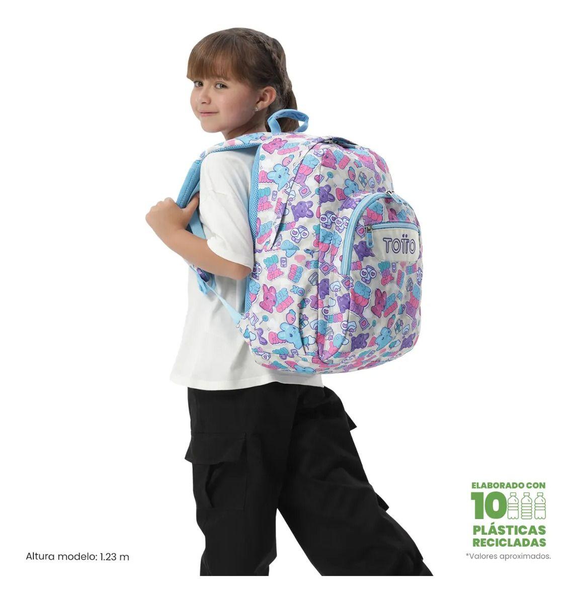 Mochila Escolar Juvenil Porta Pc 14  Acuarela Blanca-1