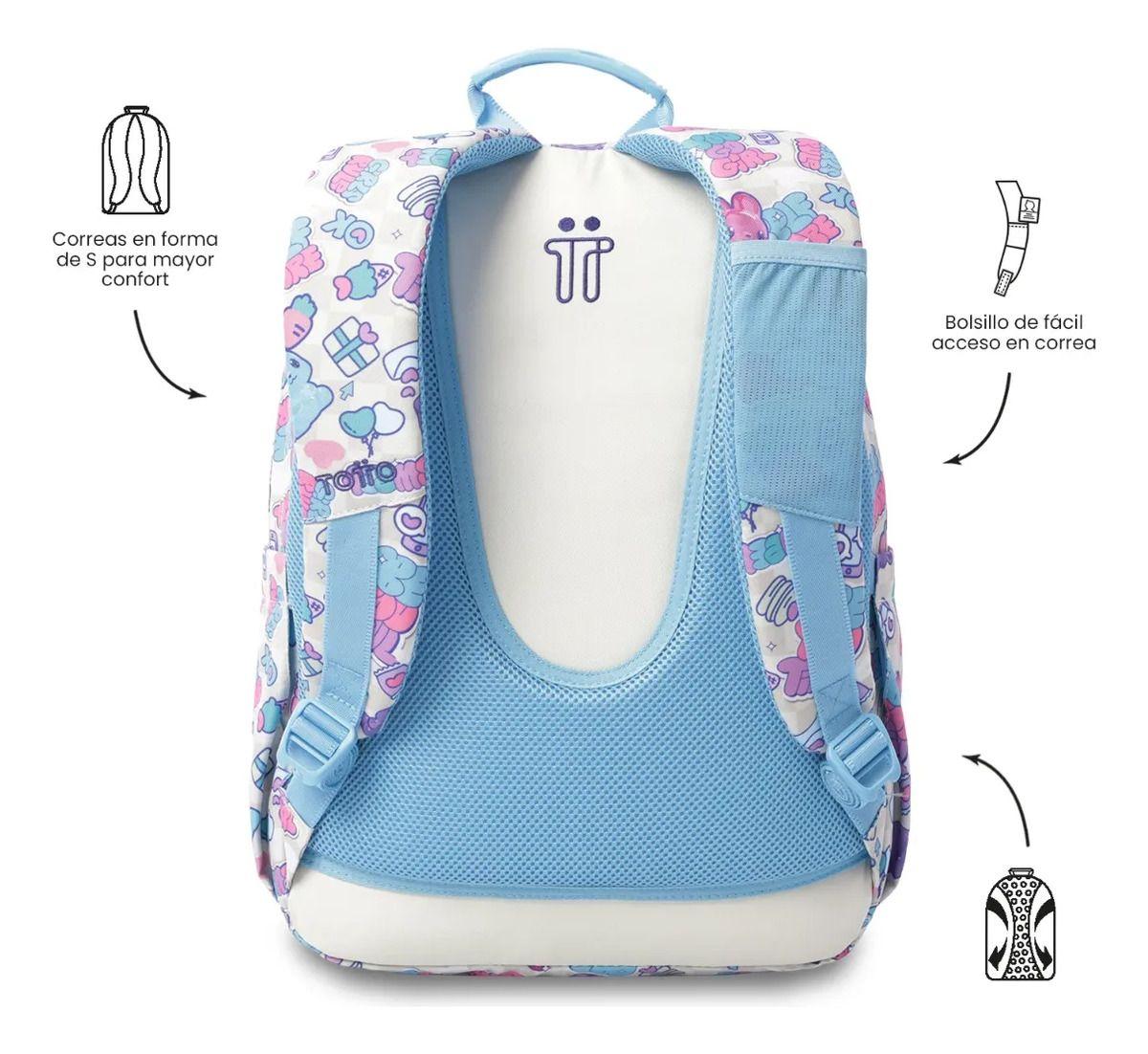 Mochila Escolar Juvenil Porta Pc 14  Acuarela Blanca-3