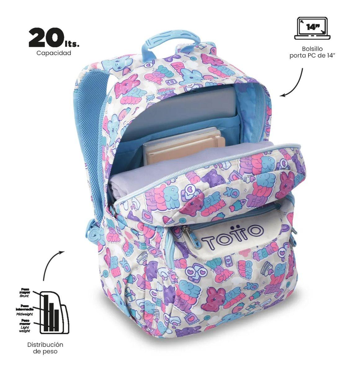 Mochila Escolar Juvenil Porta Pc 14  Acuarela Blanca-4