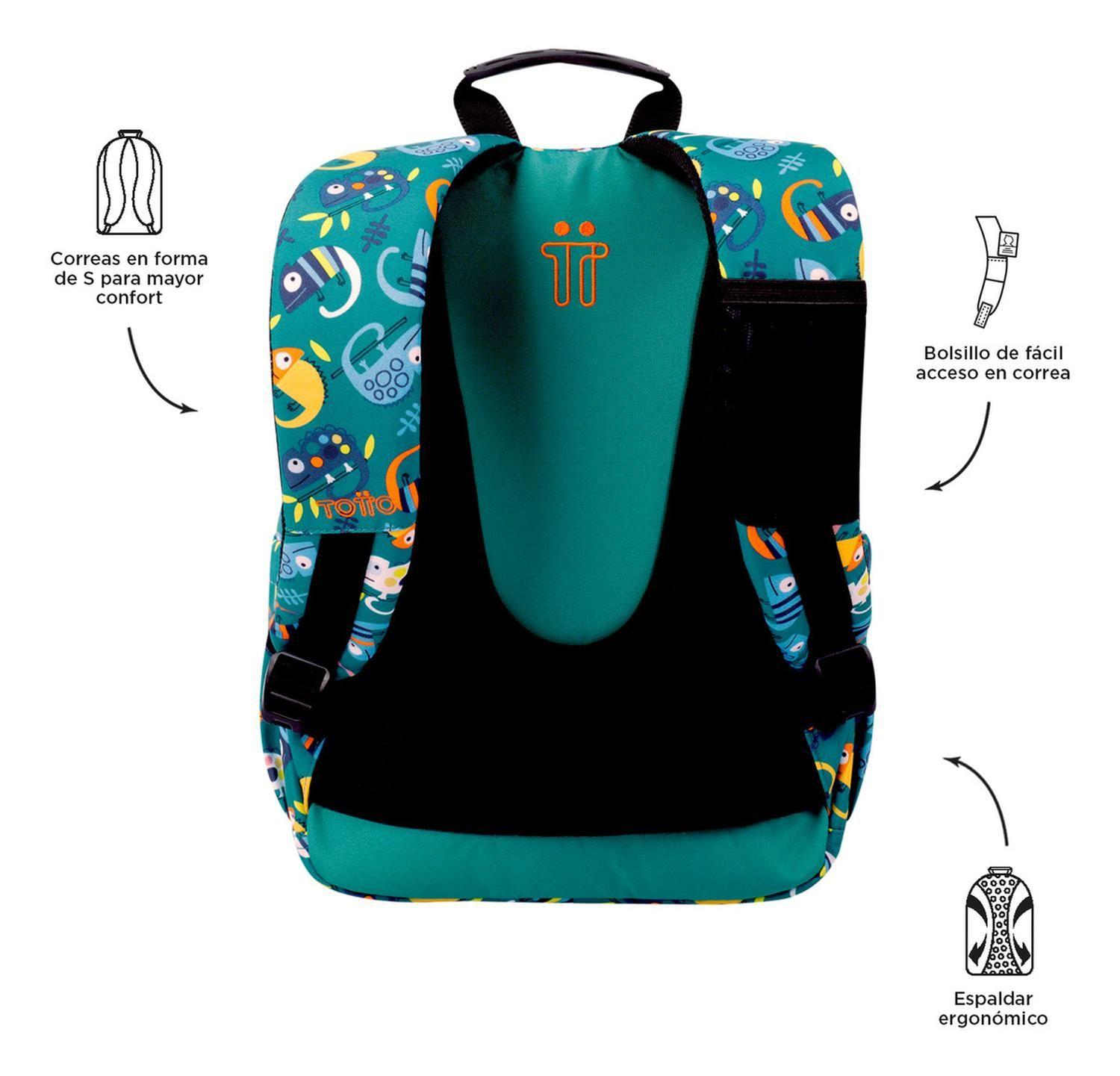 Mochila Escolar Totto Gommas Rpet Verde Egreth-3