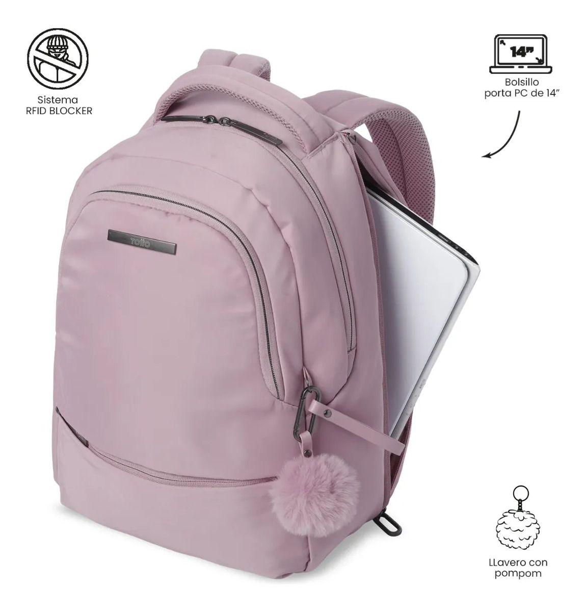 Mochila Para Oficina Pc 14  Adelaide 2 2.0 Mediano Rosado-4