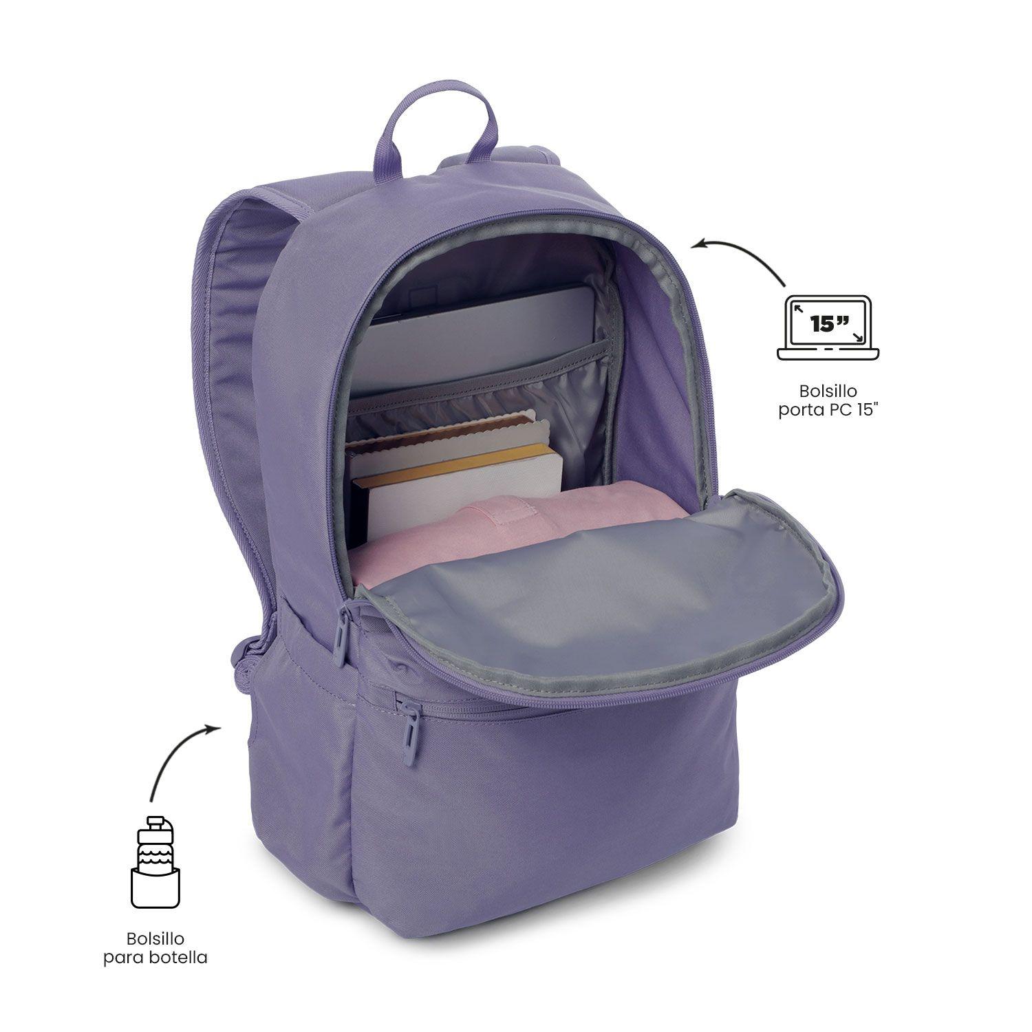 Mochila Universitaria Dragonar Porta Notebook 15" Morada-5