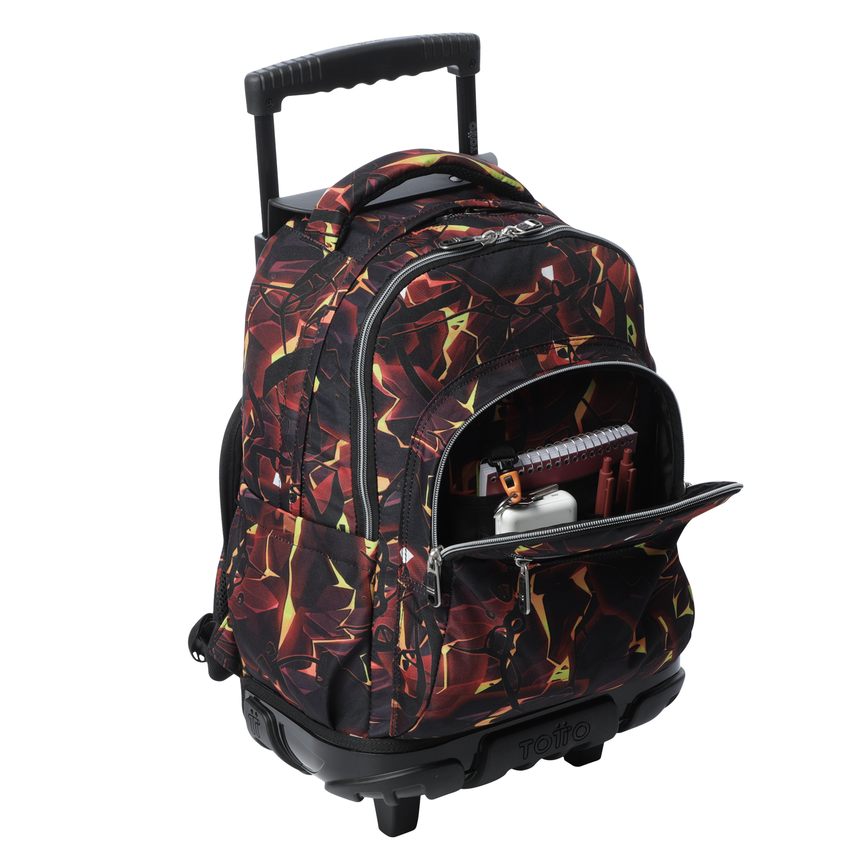 Mochila Escolar Ruedas Niño Notebook 15.4"  Renglon Gris 1 Totto-2