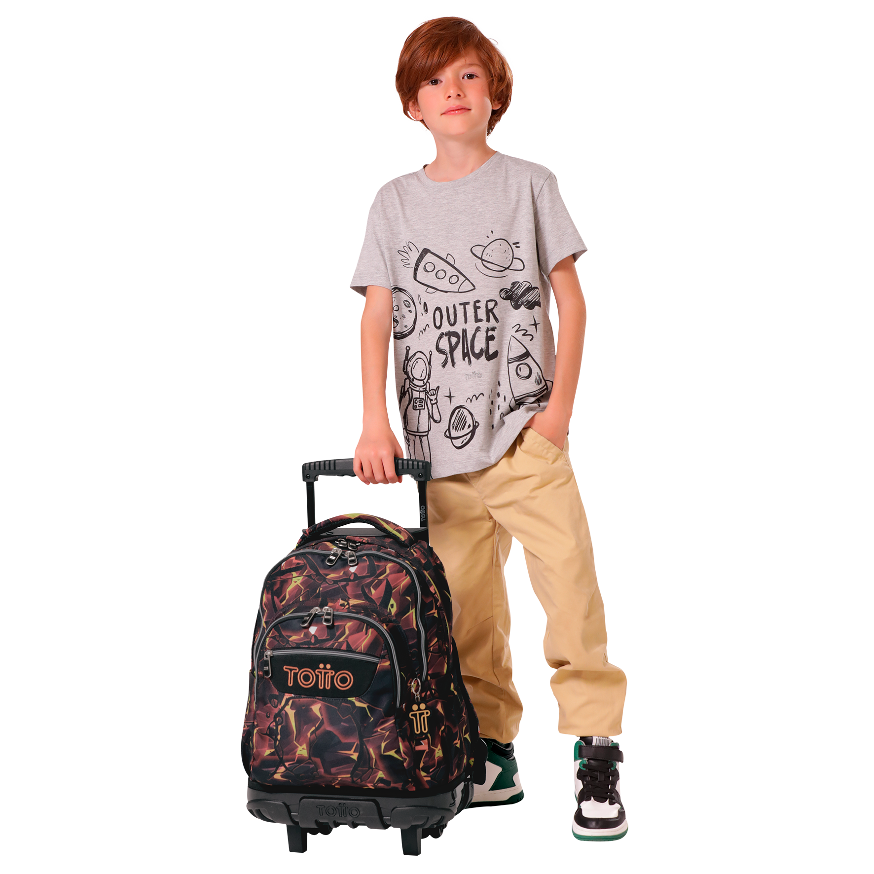 Mochila Escolar Ruedas Niño Notebook 15.4"  Renglon Gris 1 Totto-5