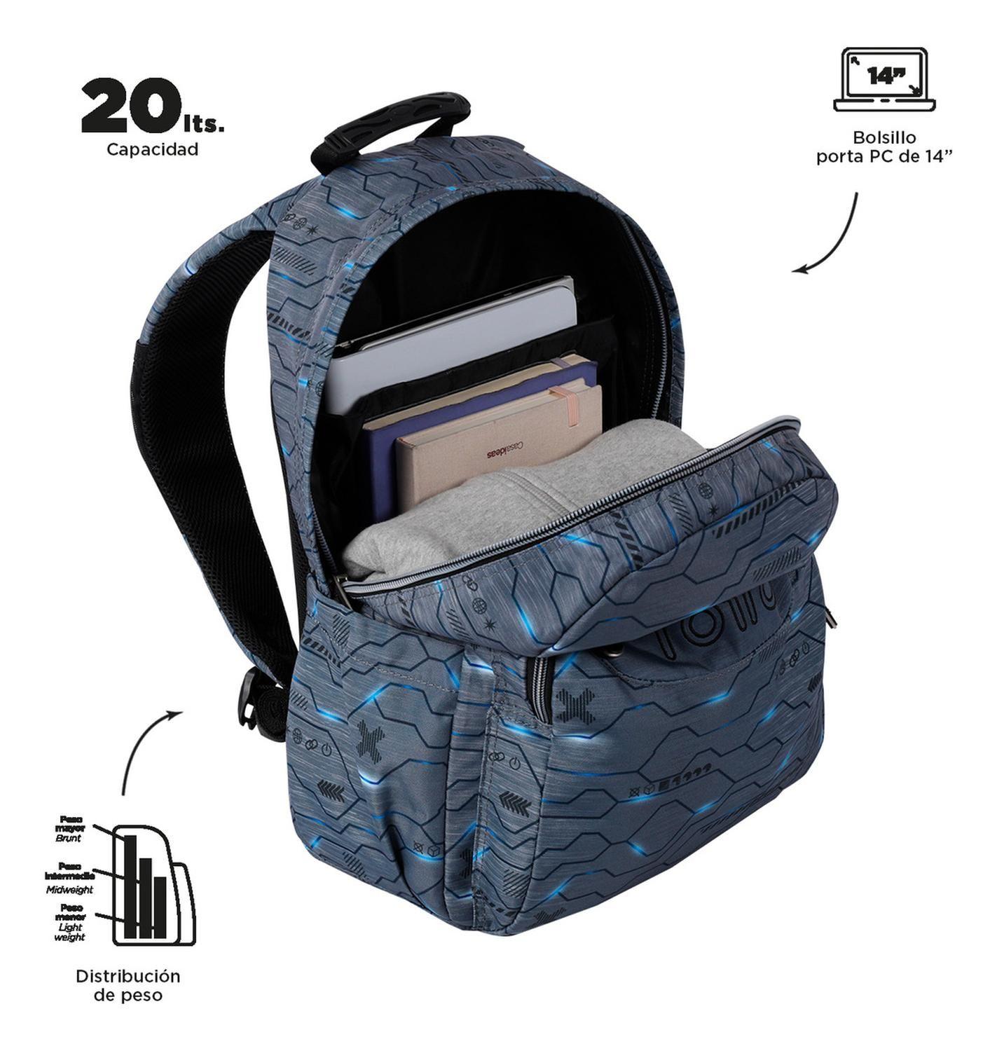 Mochila Escolar Totto Acuarela Rpet Gris Clarke-4