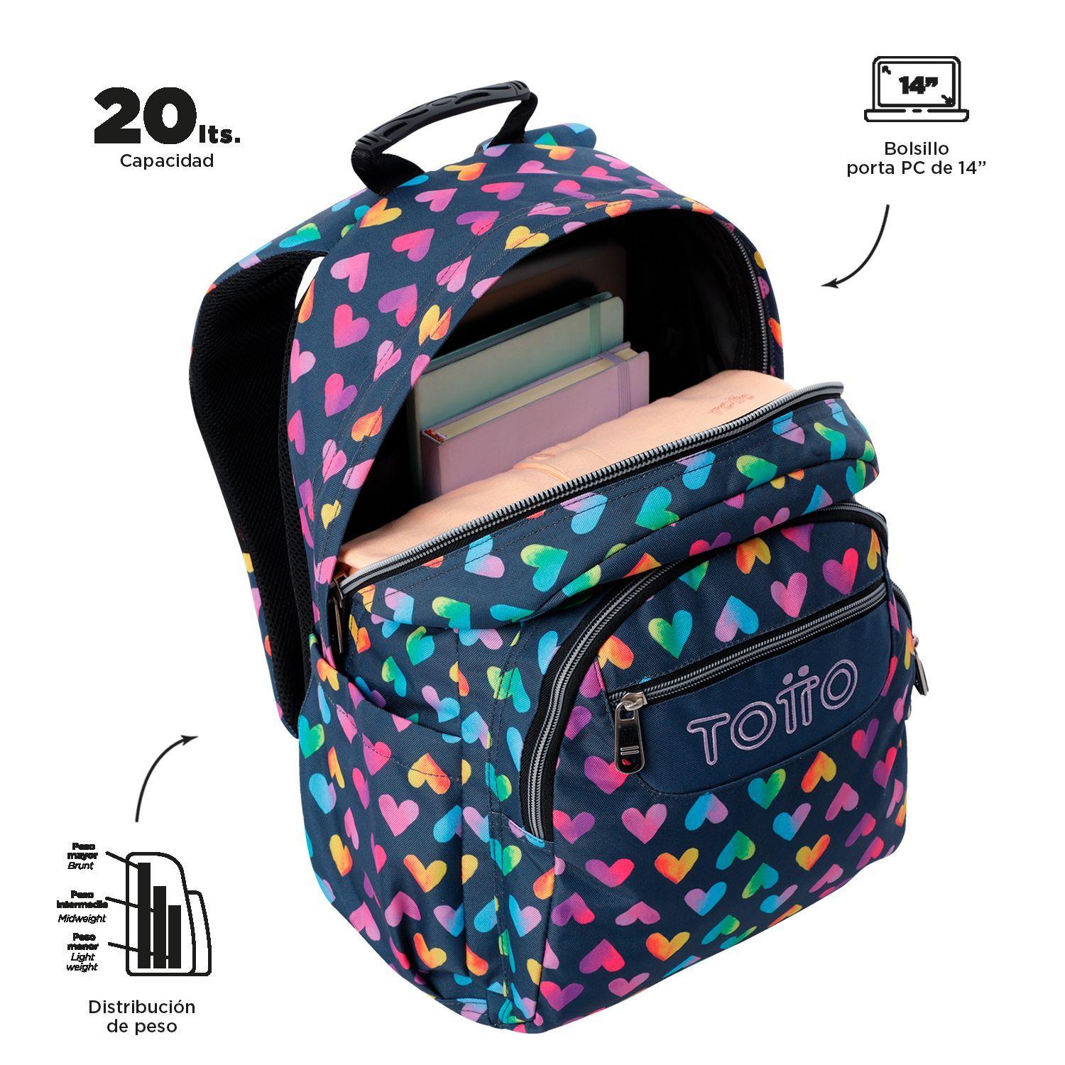 Mochila Escolar para Niñas Notebook 14" Acuarela Gris Totto-4