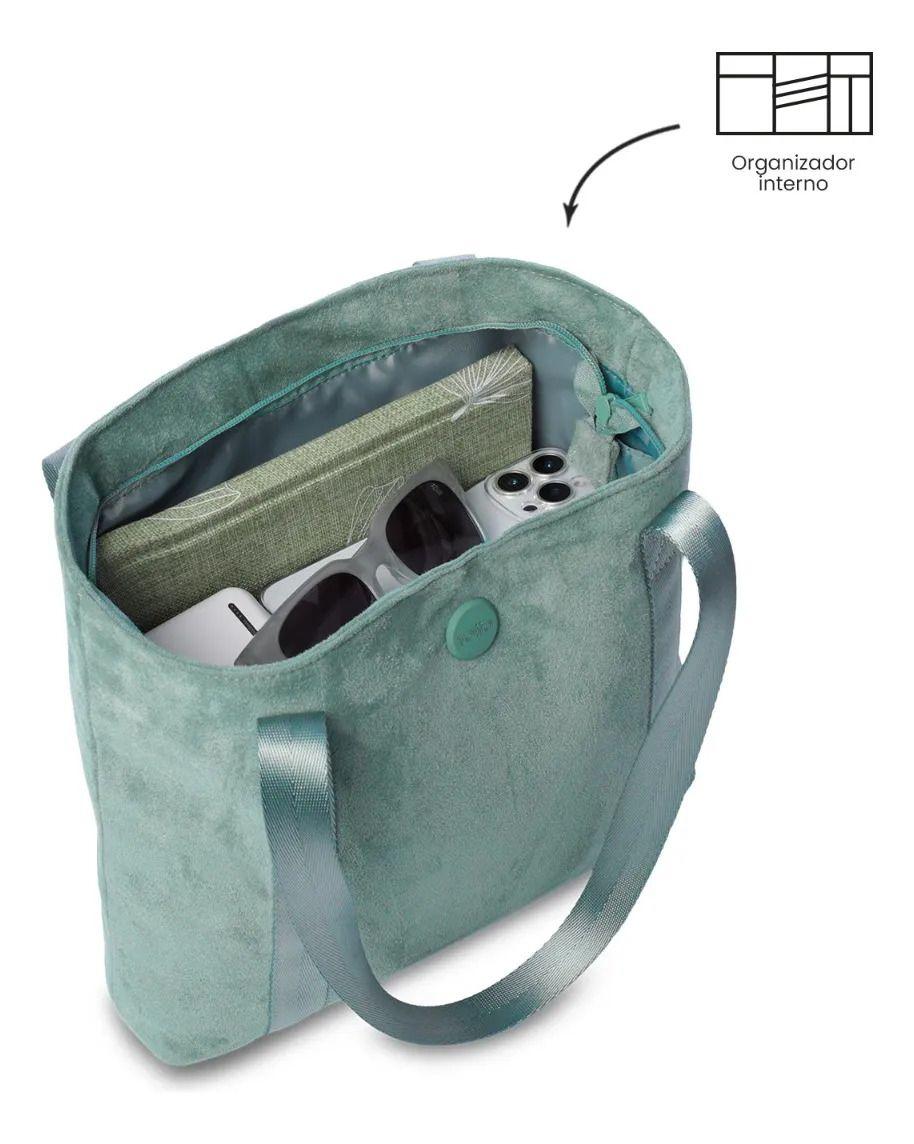 Tote Bag Para Mujer Mixi Gam En Gamuza Mediano Verde-4