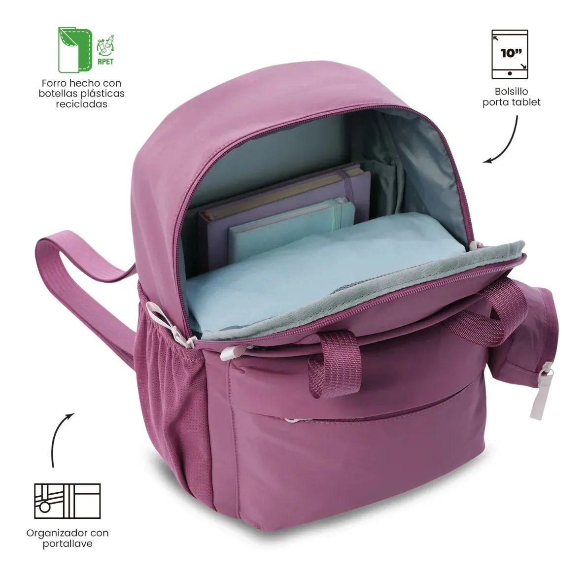 Mochila Universitario Porta Tablet 10  Suzuka Rosado Mujer-4