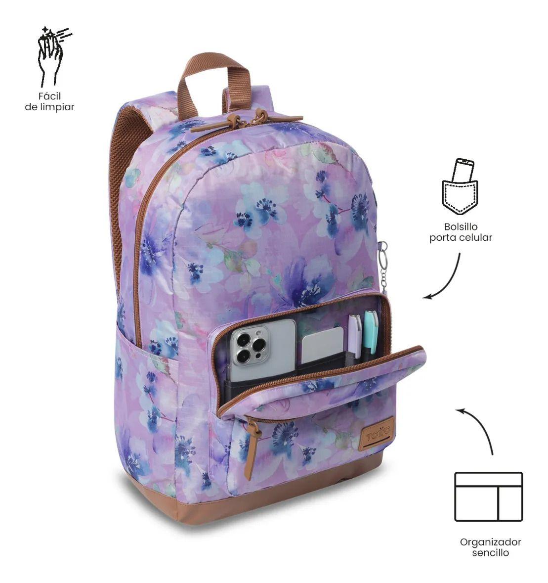 Mochila Universitario Tocax Porta Pc 14  Rosado Mujer-5