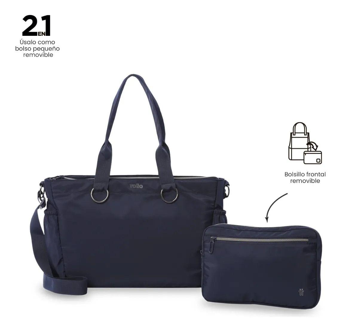 Tote Bag Para Mujer Set X2 Brasil Porta Pc 15  Azul-3
