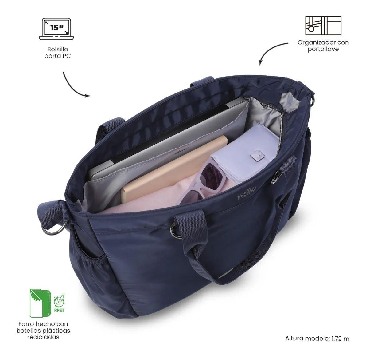 Tote Bag Para Mujer Set X2 Brasil Porta Pc 15  Azul-5