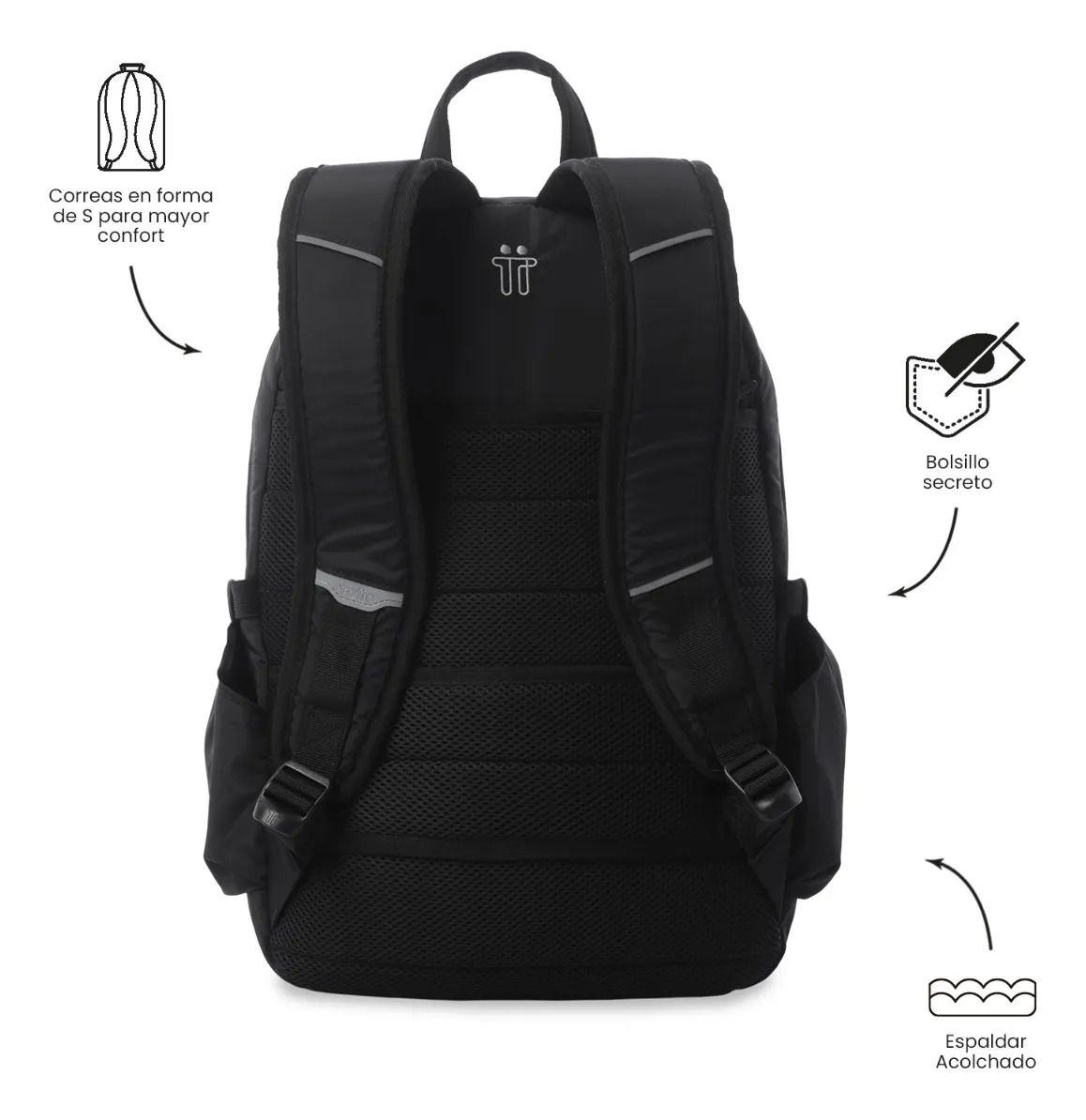Mochila Universitario Plaine 2.0 Porta Pc 14  Negro-3