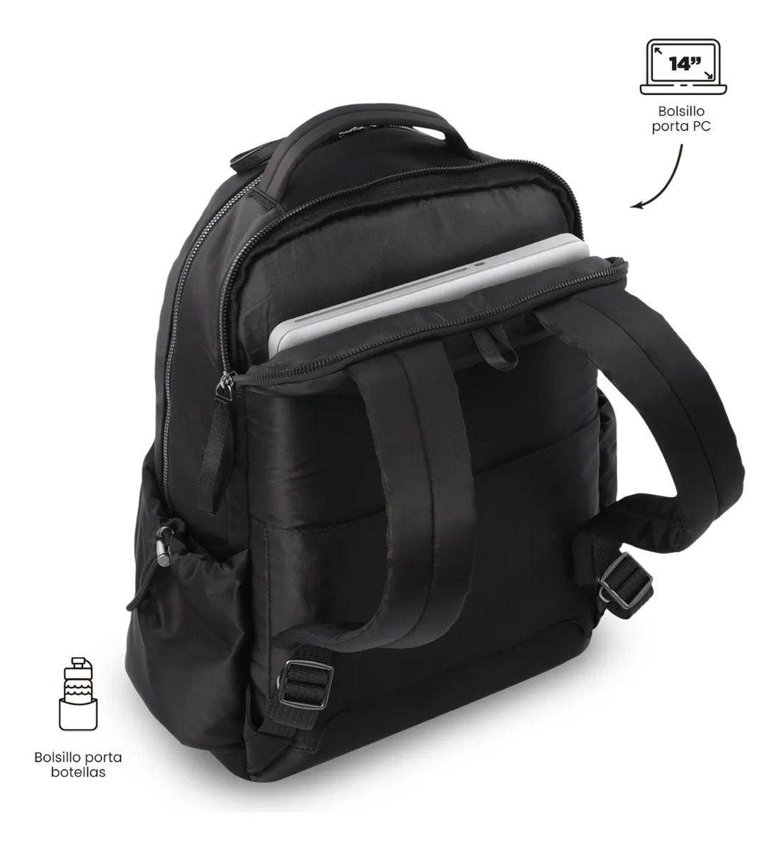 Mochila Universitario Estambul Porta Pc 14  Negro Mujer-4