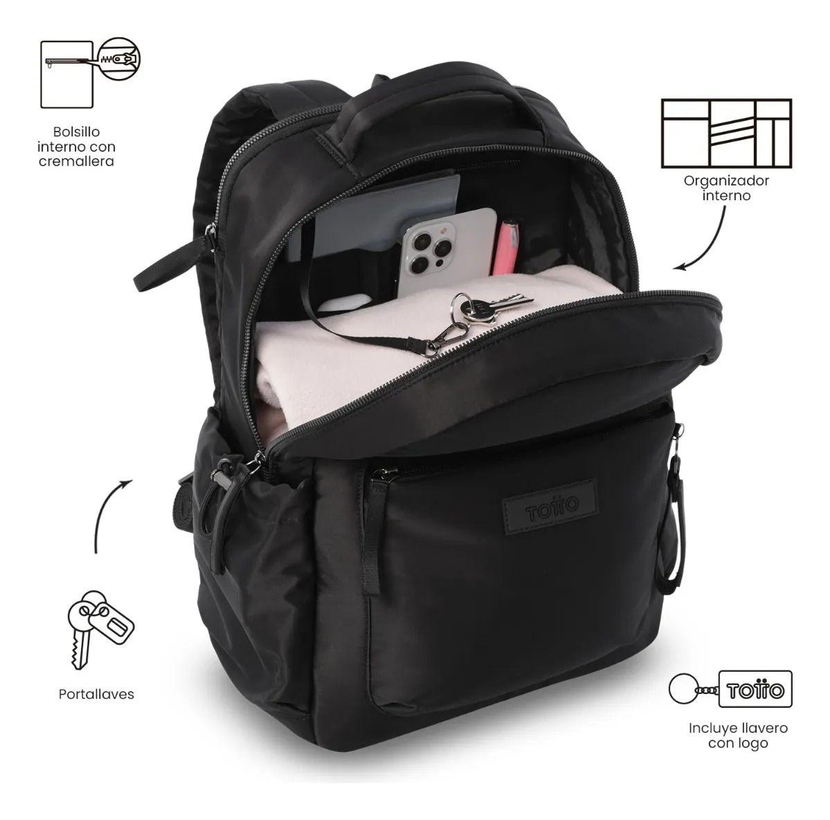 Mochila Universitario Estambul Porta Pc 14  Negro Mujer-5