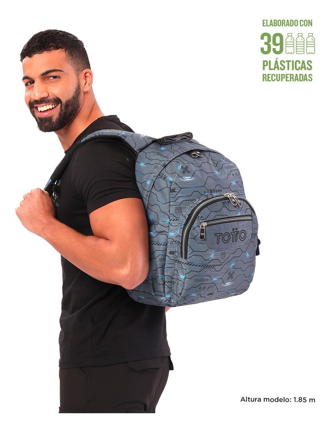 Mochila Escolar Totto Gommas Rpet Gris Clarke-1