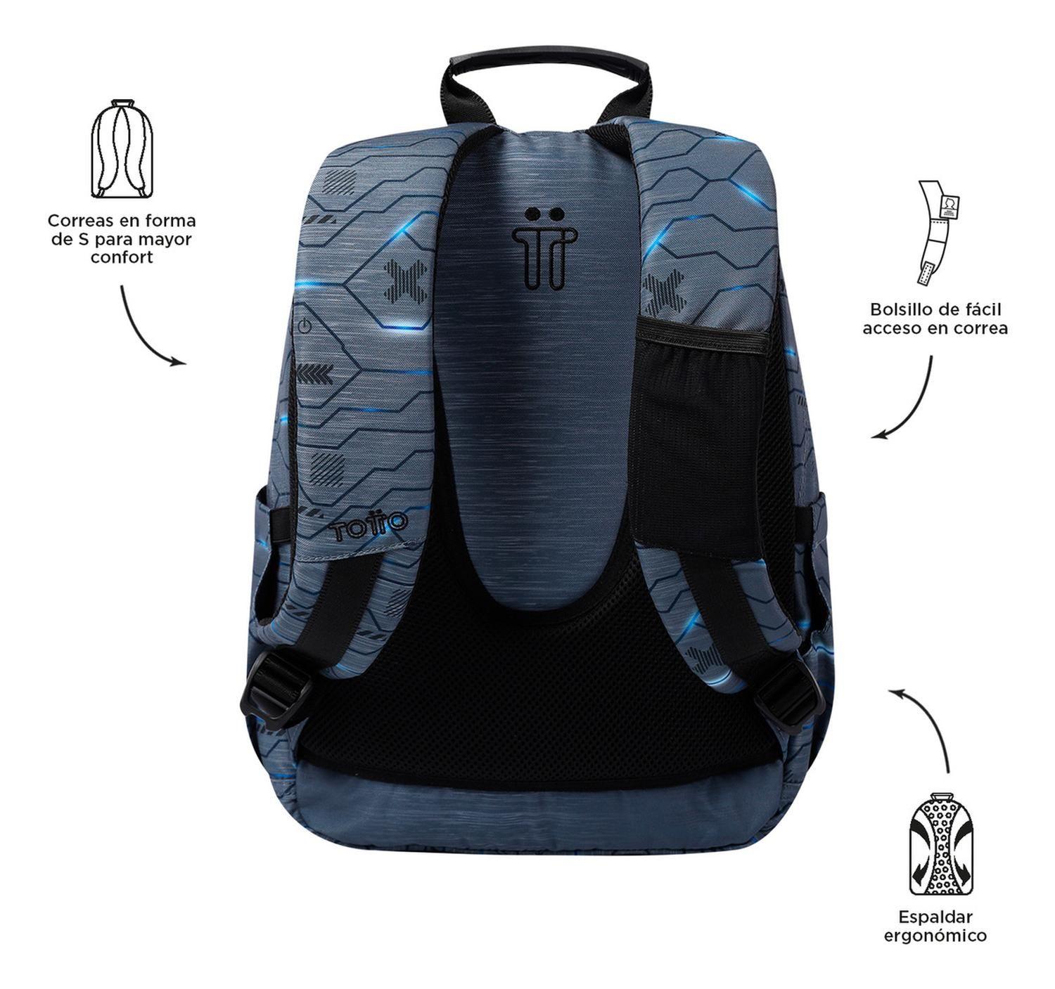 Mochila Escolar Totto Gommas Rpet Gris Clarke-3