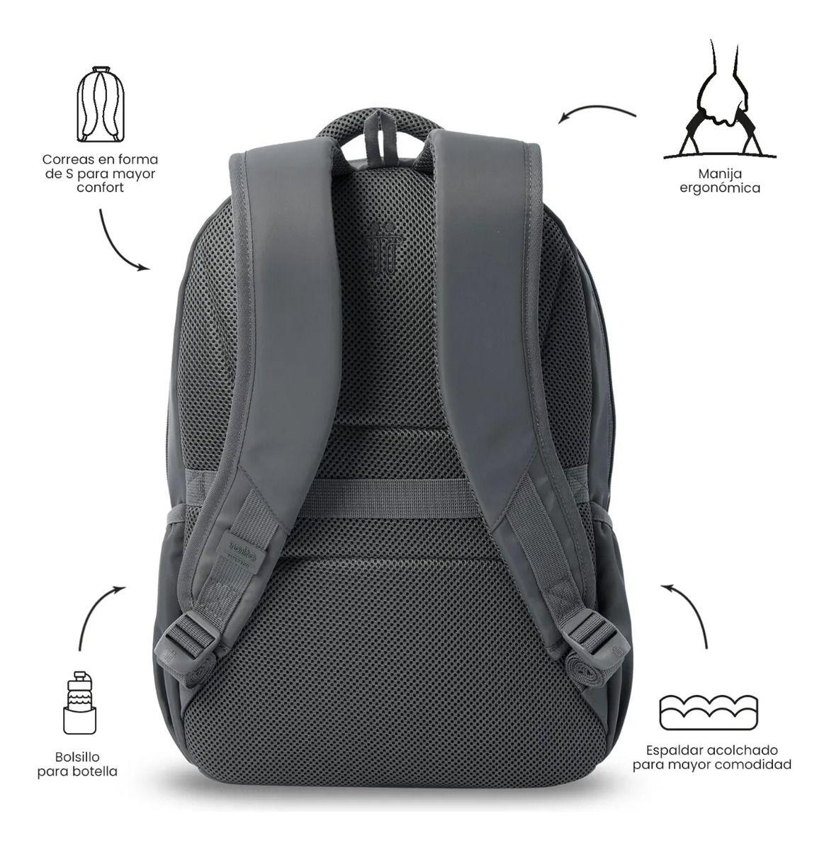 Mochila Universitario  Tracer 4 2.0 Porta Pc 14  Gris-3