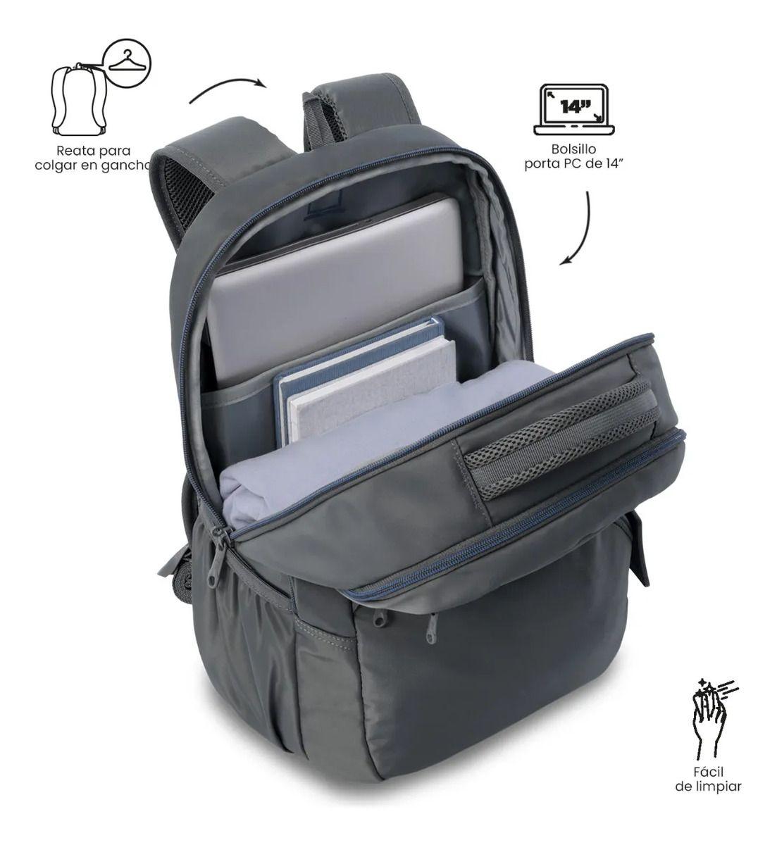 Mochila Universitario  Tracer 4 2.0 Porta Pc 14  Gris-4