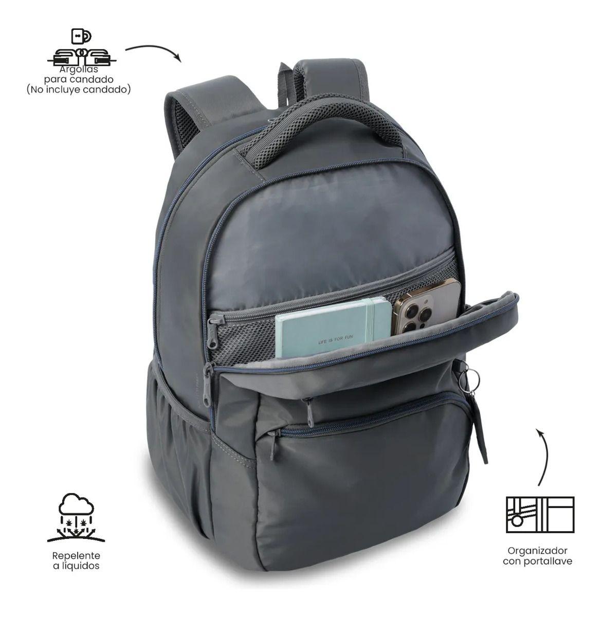 Mochila Universitario  Tracer 4 2.0 Porta Pc 14  Gris-5