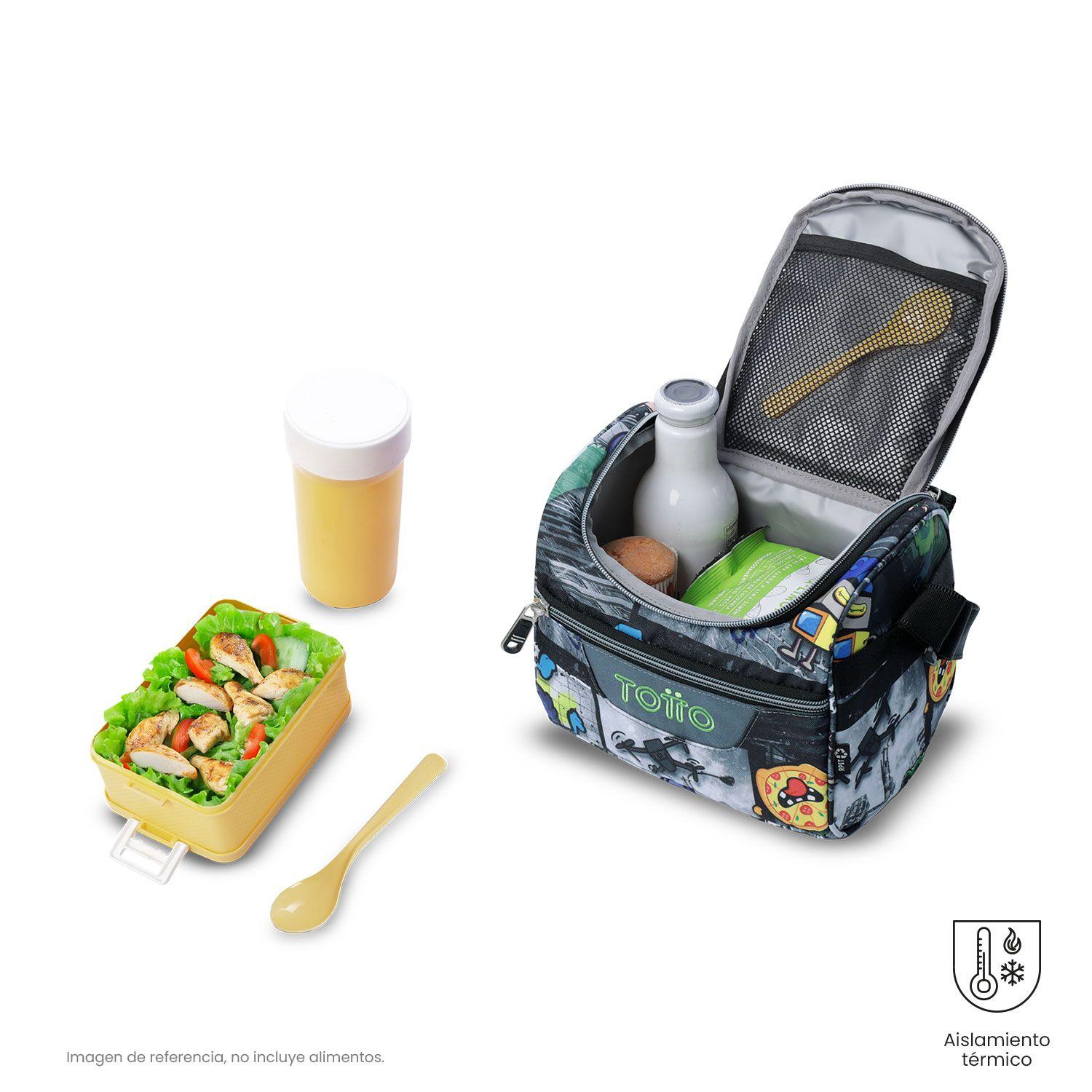 Lonchera Térmica Hombre Pizarra Mediana Negra Totto-2