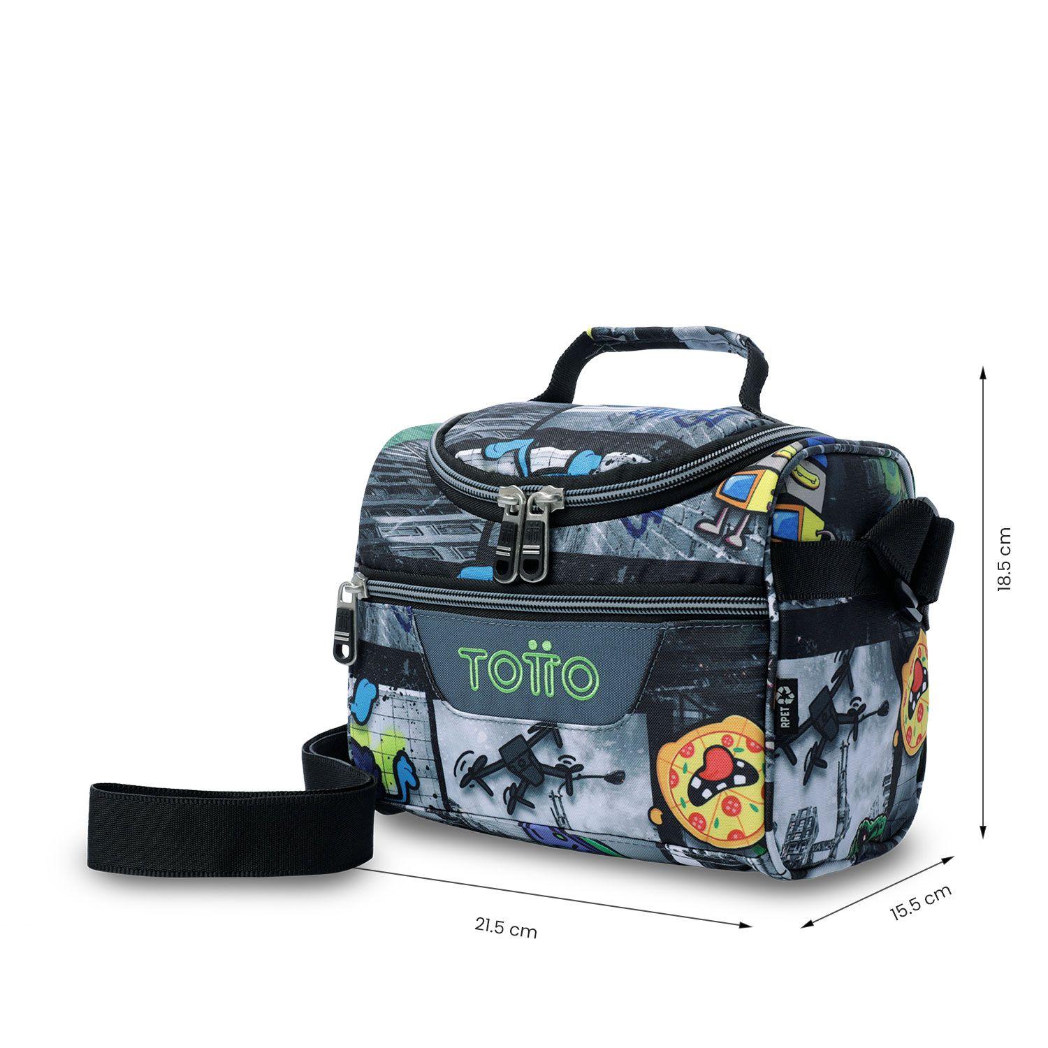 Lonchera Térmica Hombre Pizarra Mediana Negra Totto-3